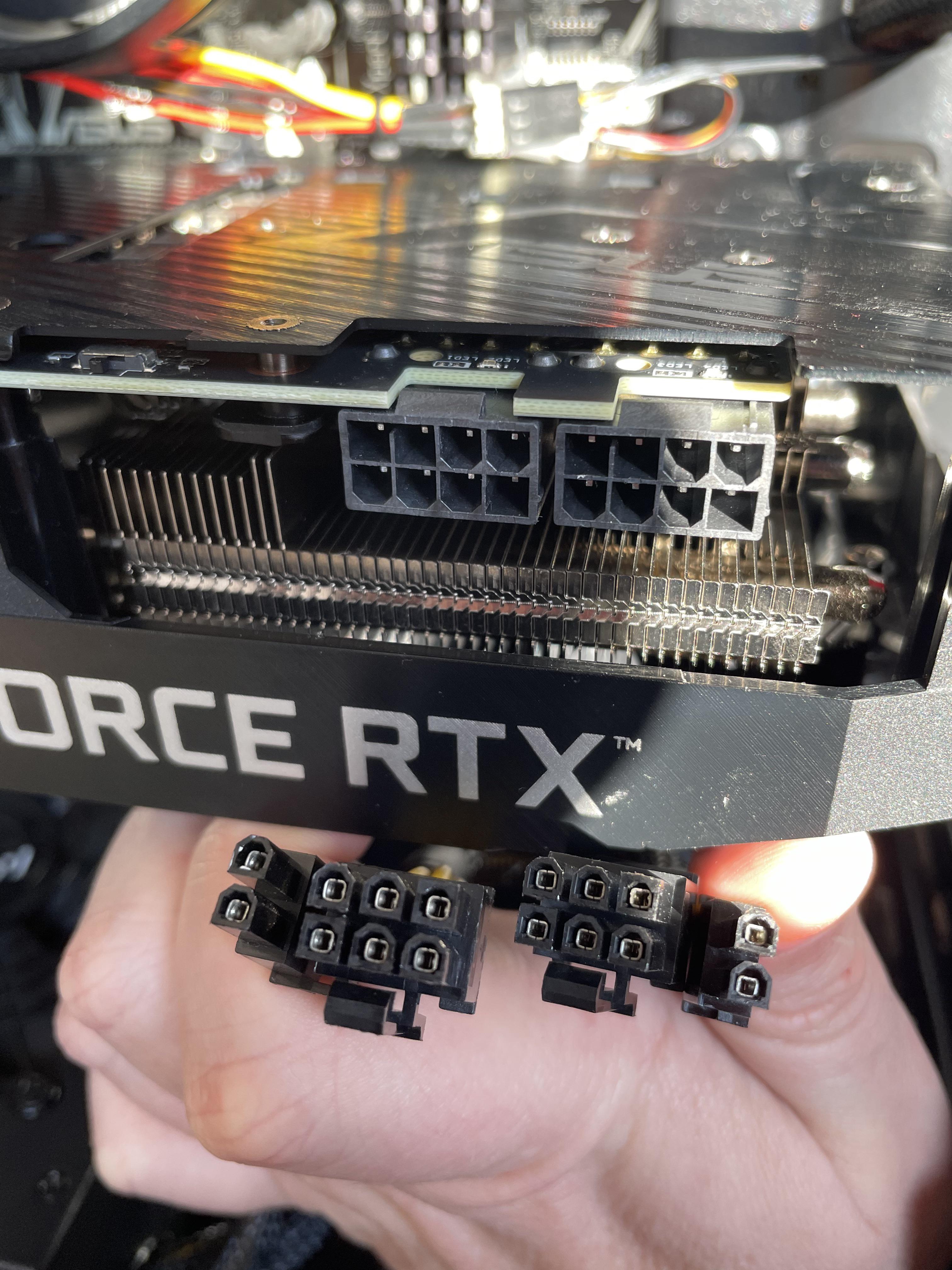 PSU Connection to an RTX 3070. The PSU has 2 6+2 connections but only