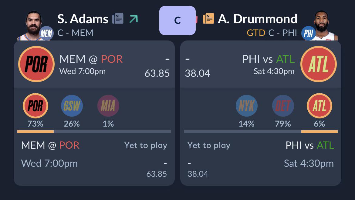 What does the beneath the match up mean? Chance of scoring what’s