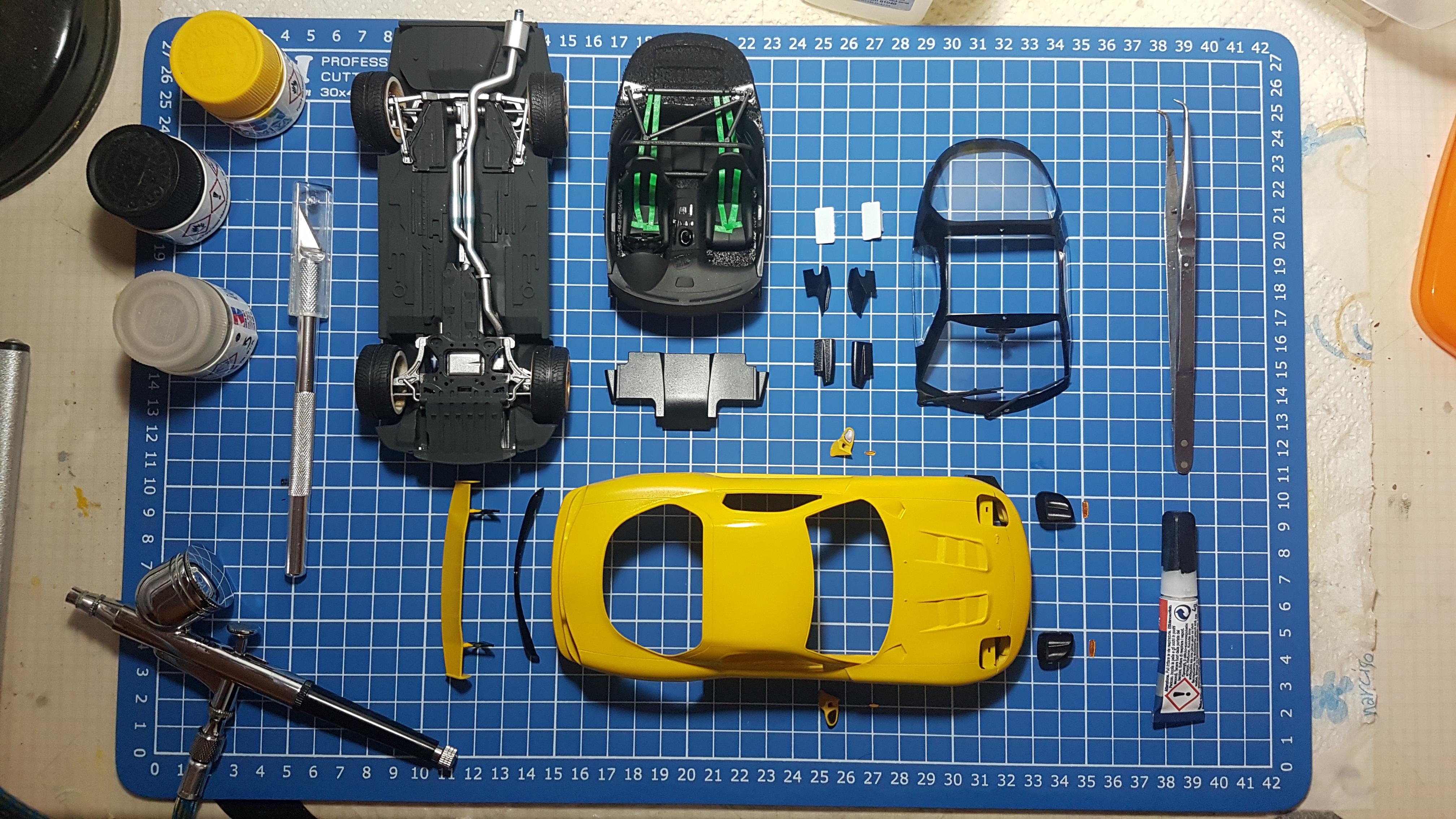Model car kit pt. 3 almost ready for final assembly! r/knolling