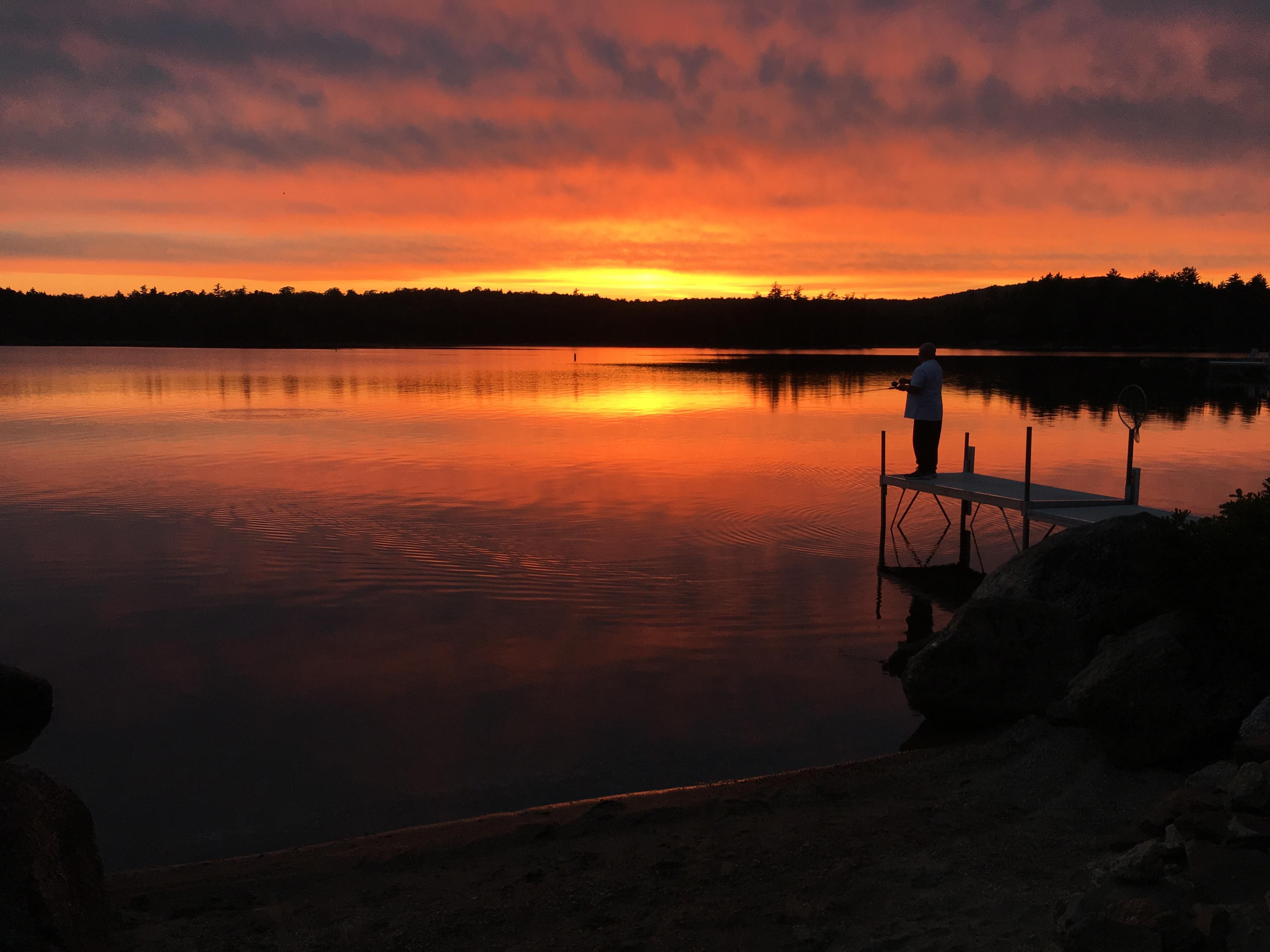 The sun setting across Green Lake last night in Ellsworth r/Maine
