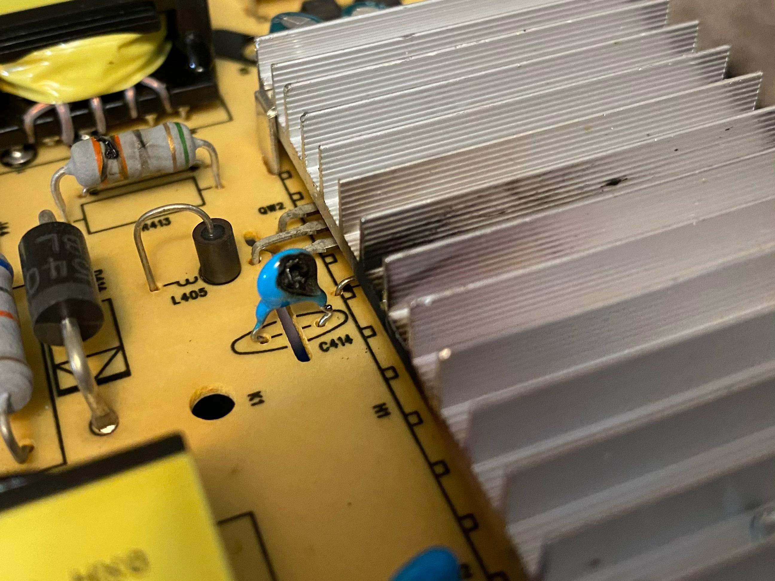 Twoyear old TCL 55C807 tv popped. Screen went black. Won't turn on