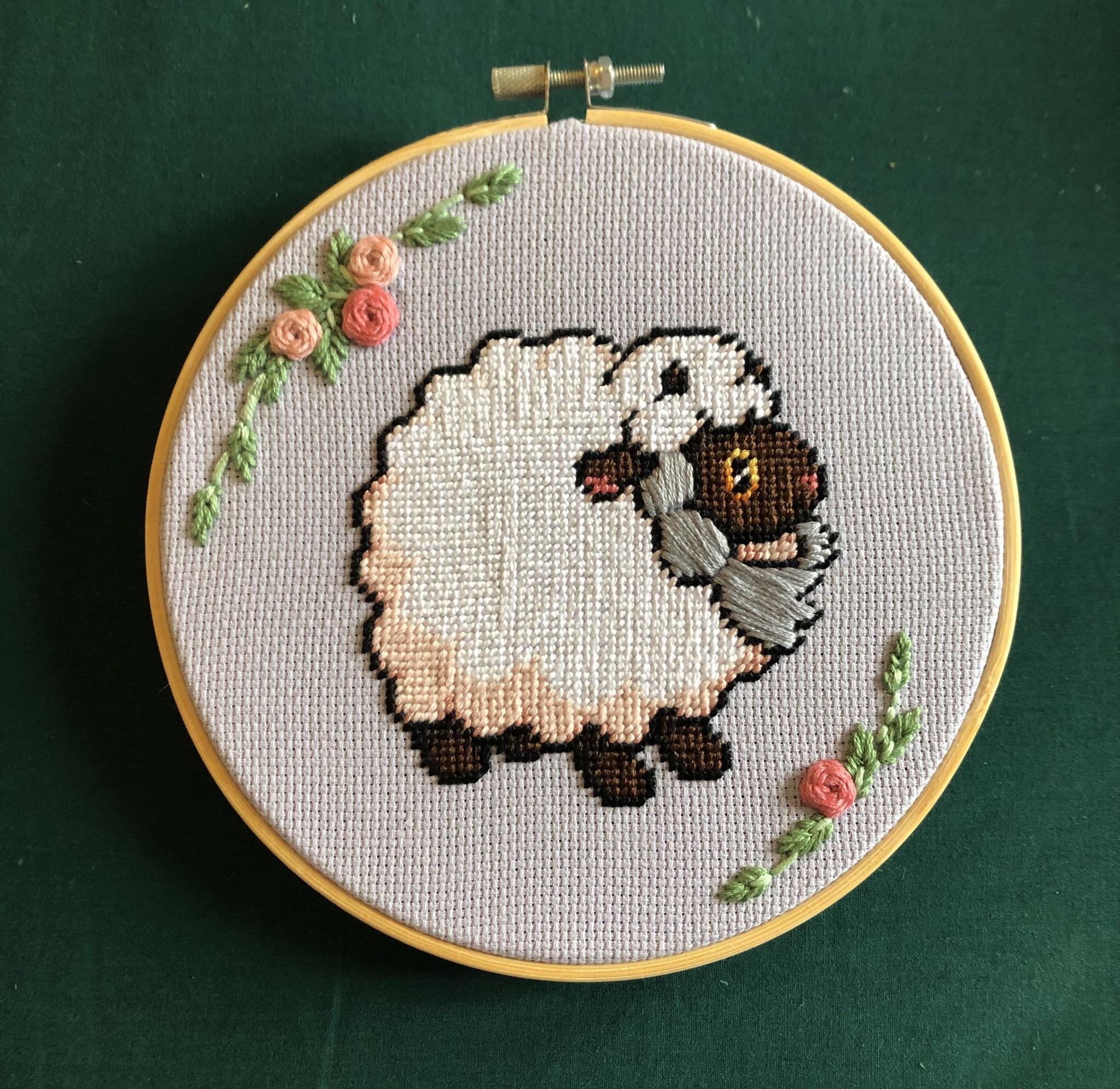 My first finished project! I wanted to try mixing cross stitch and