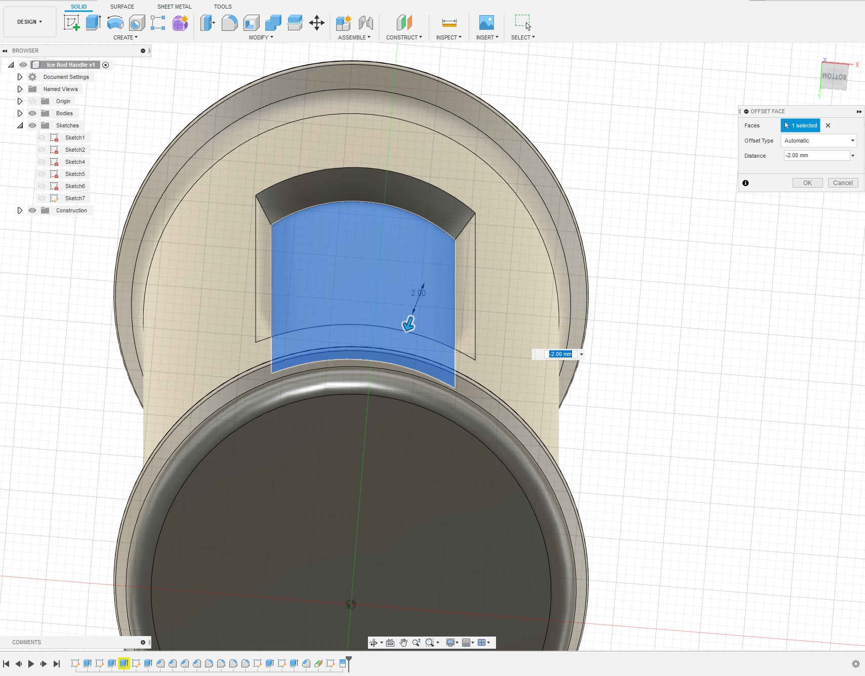 How do I cut straight into a cylinder not offset? r/Fusion360