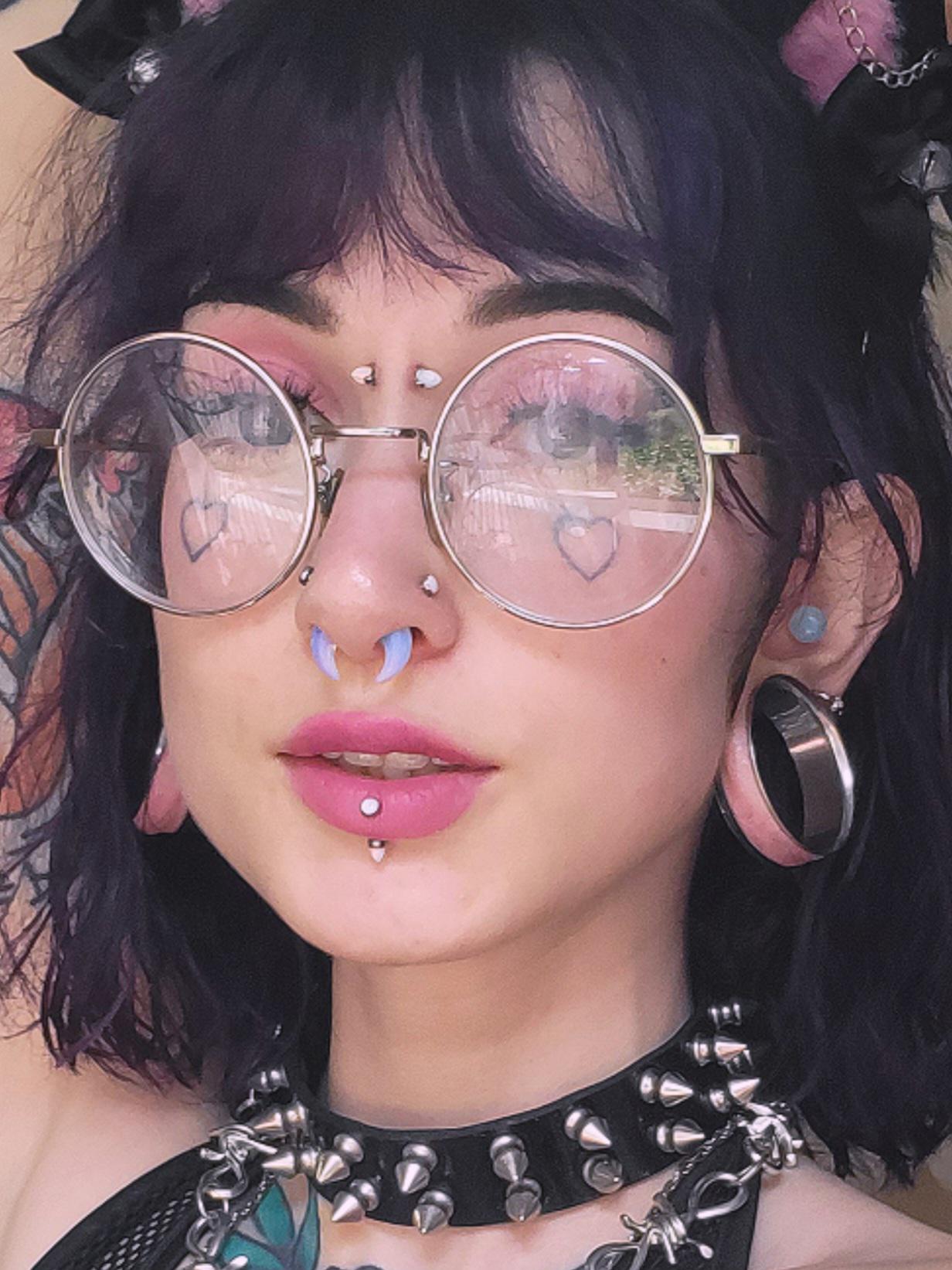 finally my face piercing setup is complete! synthetic opal and opalite r/piercing