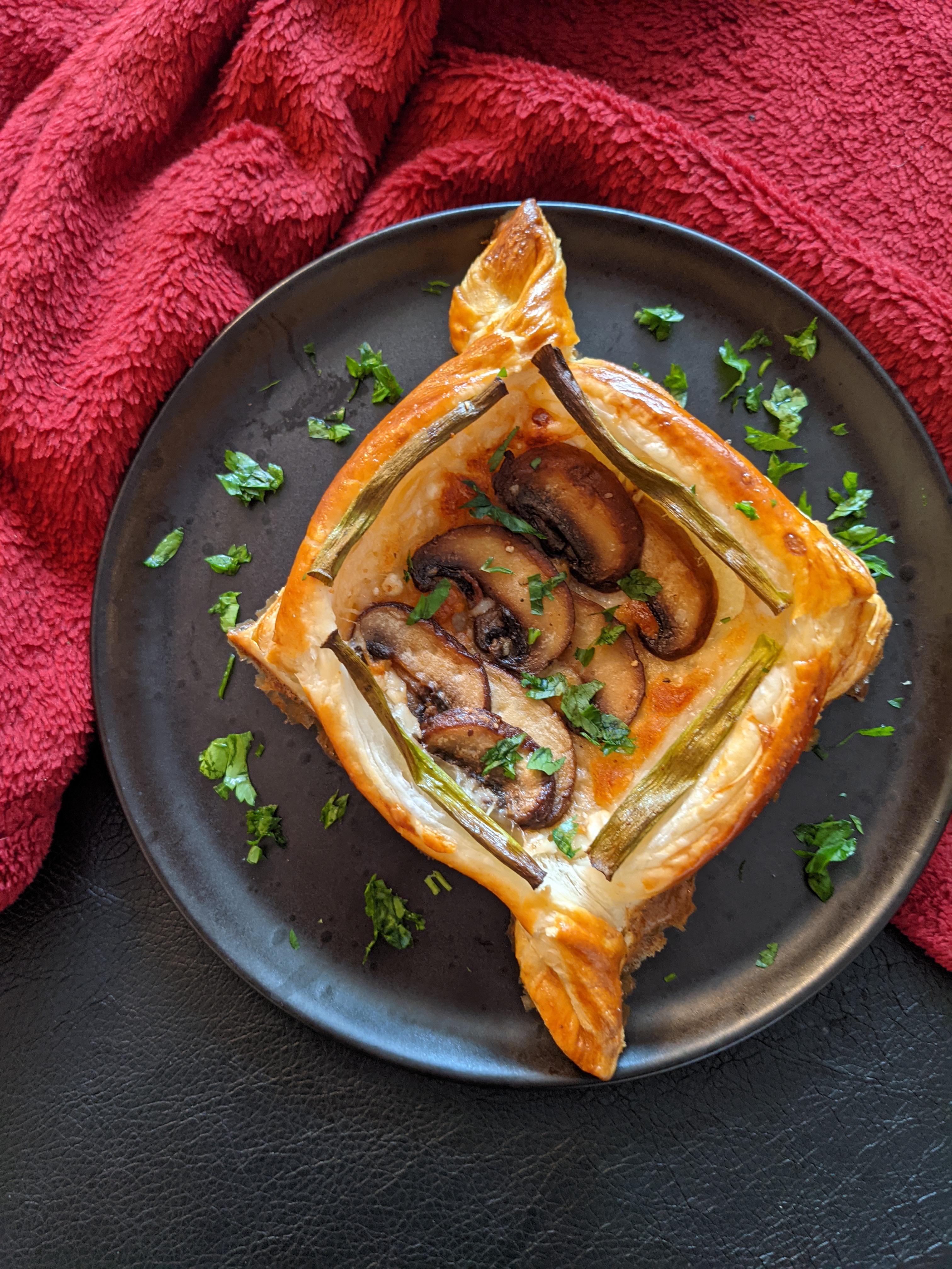 Week 26 Folding Mushroom, Parmesan and Spring Onion Puff Pastry Tart