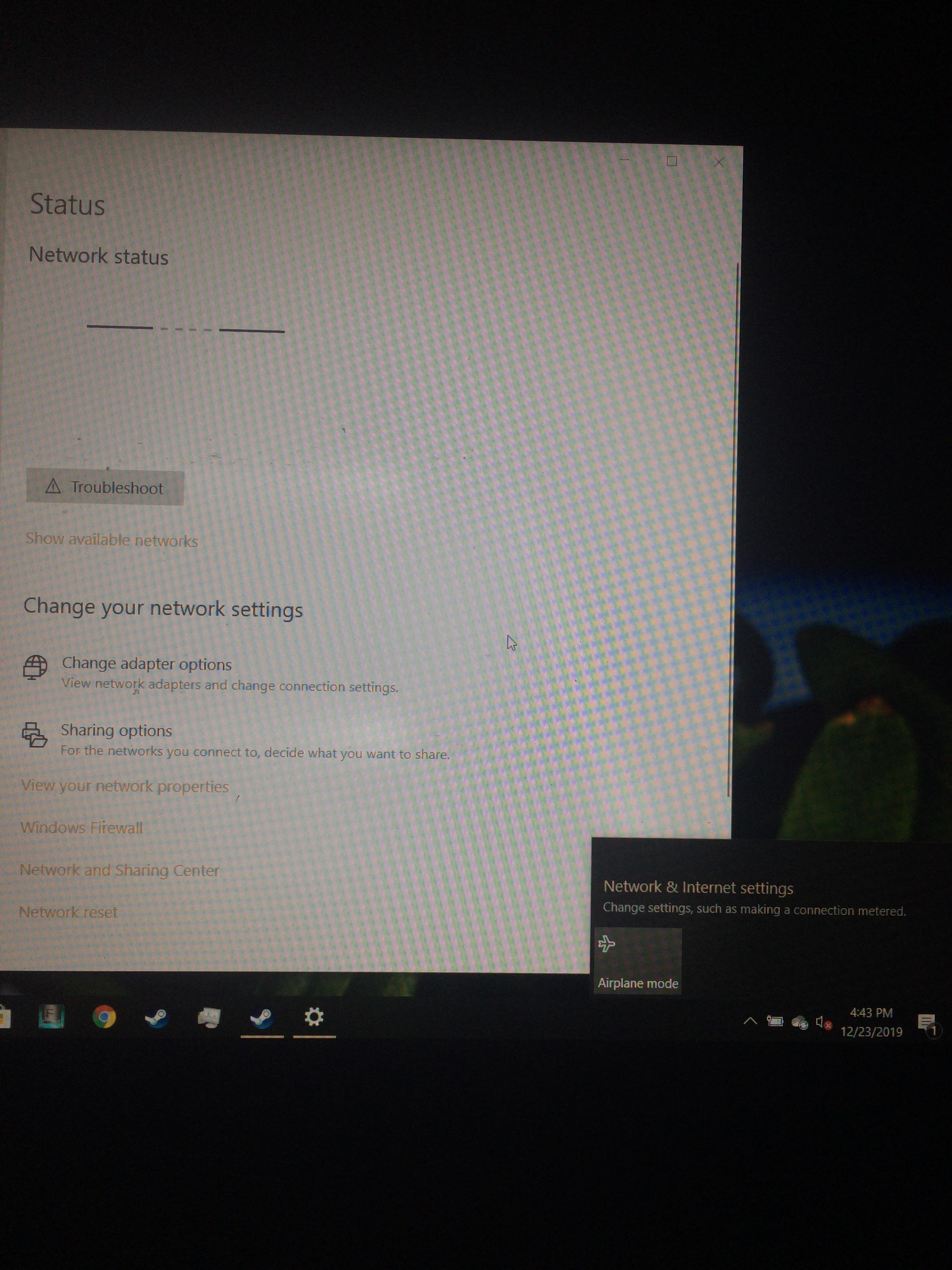 Network status and WiFi options completely disappeared on my computer
