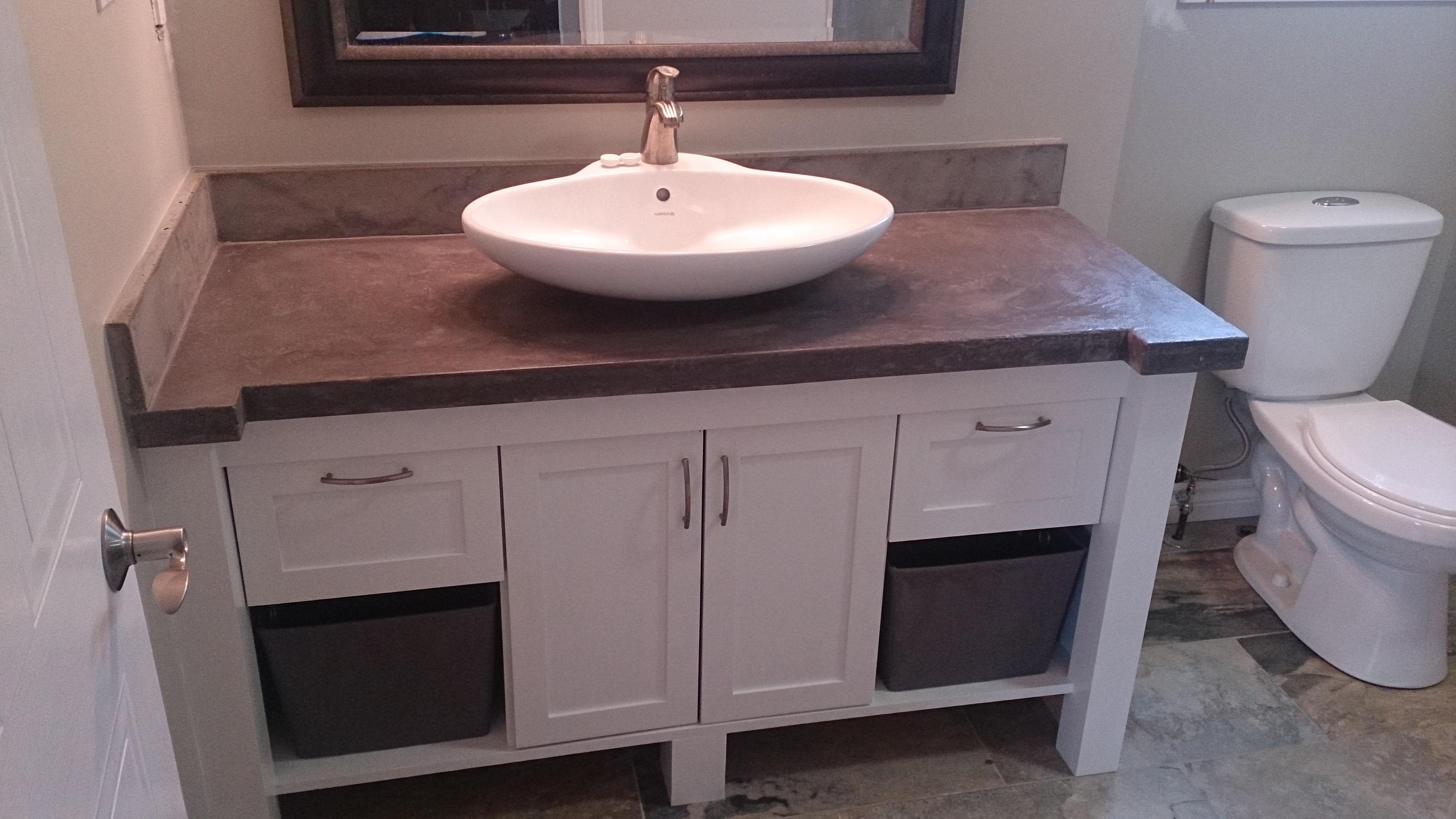 Custom vanity with concrete counter top r/woodworking