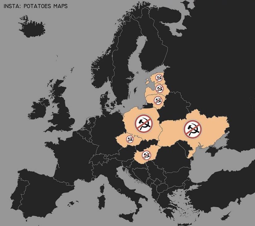 Countries where the public display of communist symbols is banned