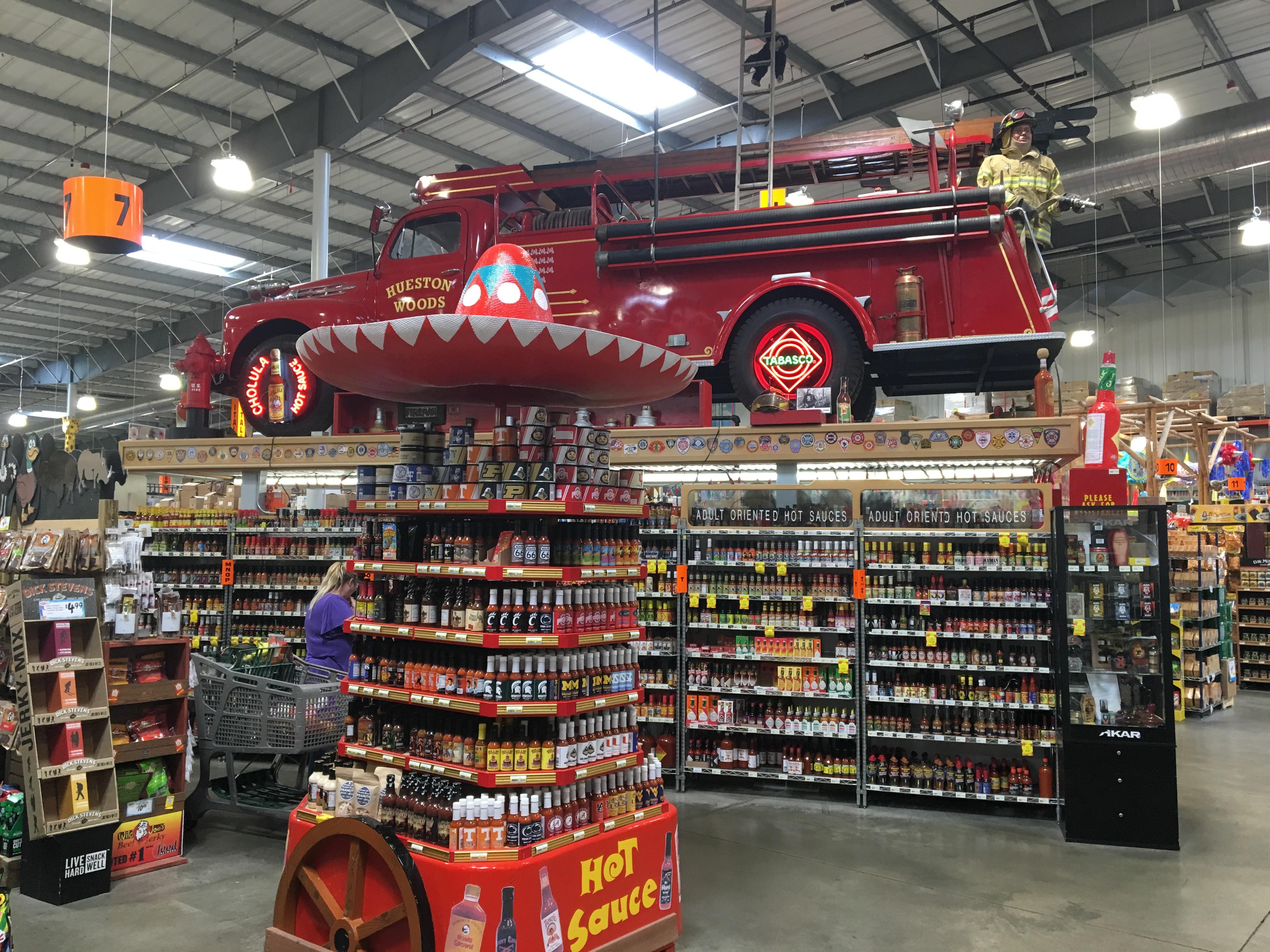 The hot sauce display at Jungle Jim's in Cincinnati certainly gets your