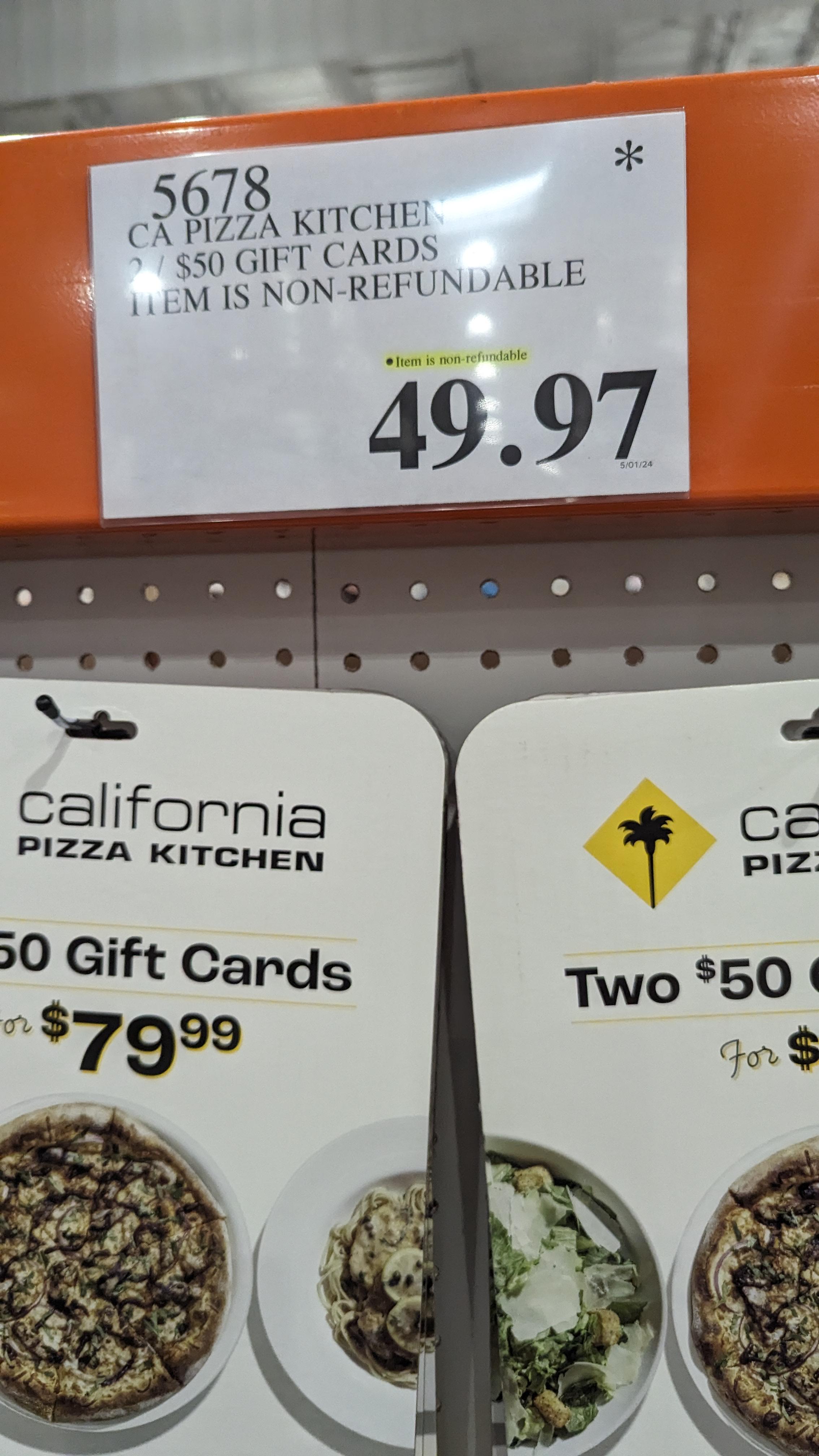 Great price on CPK gift cards r/Costco