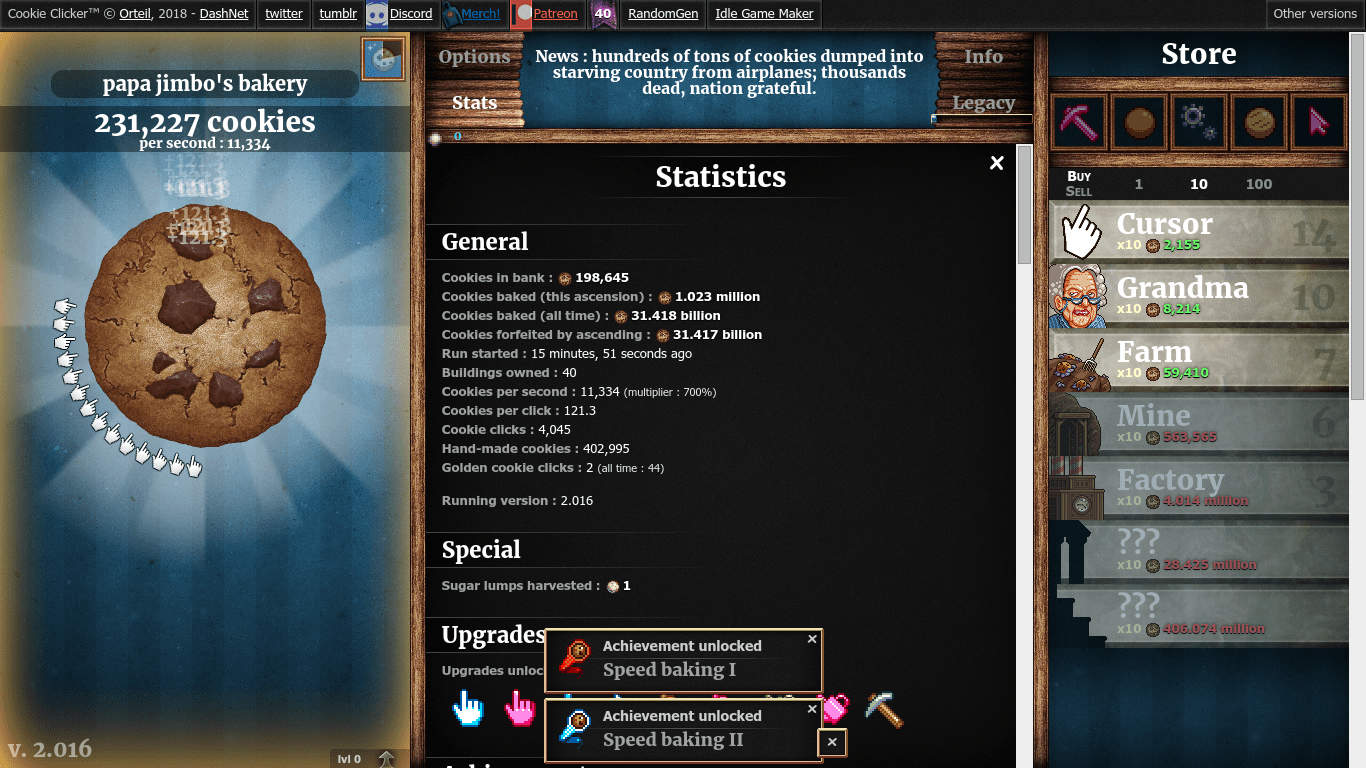just barely missed speed baking III... CookieClicker