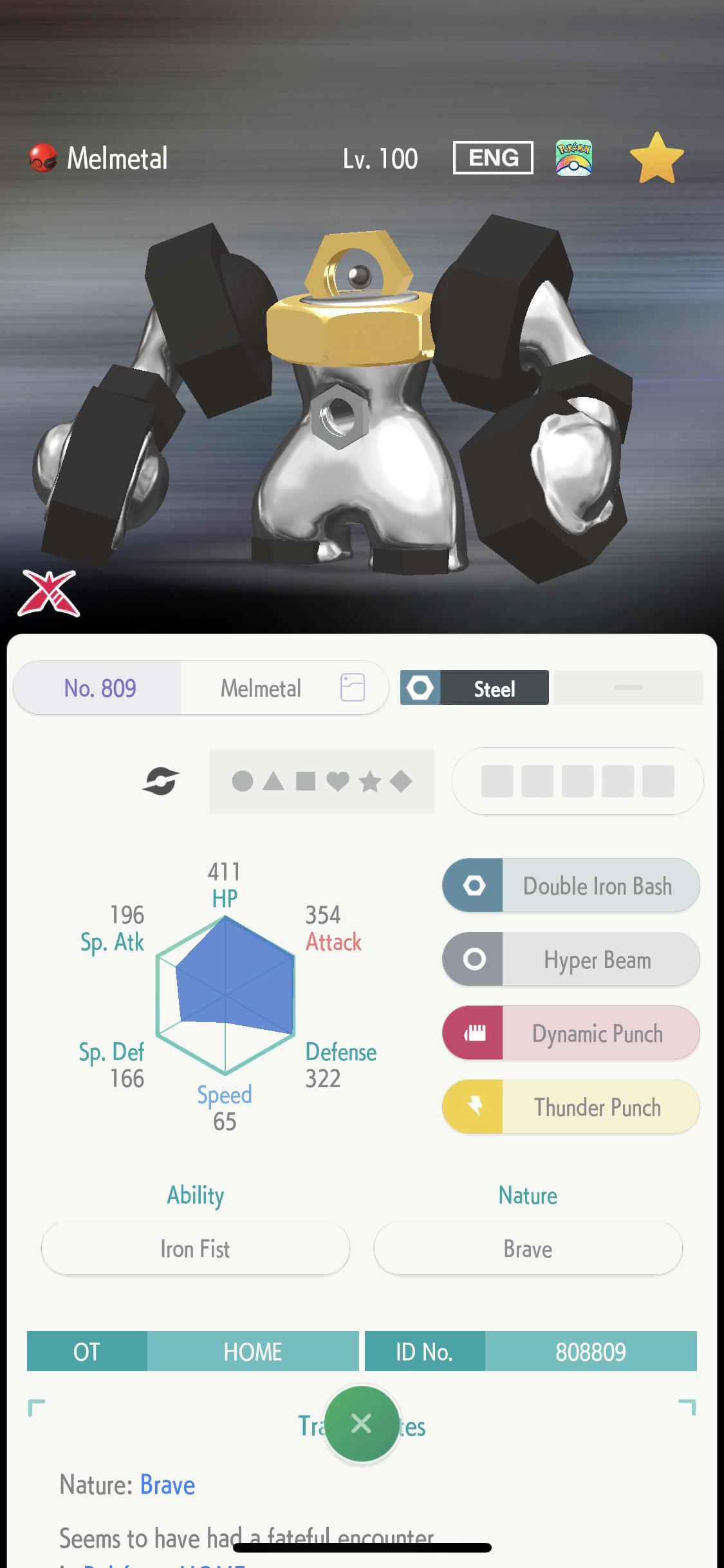 Level 100 Melmetal available in Pokemon Home with transfer from Pokemon