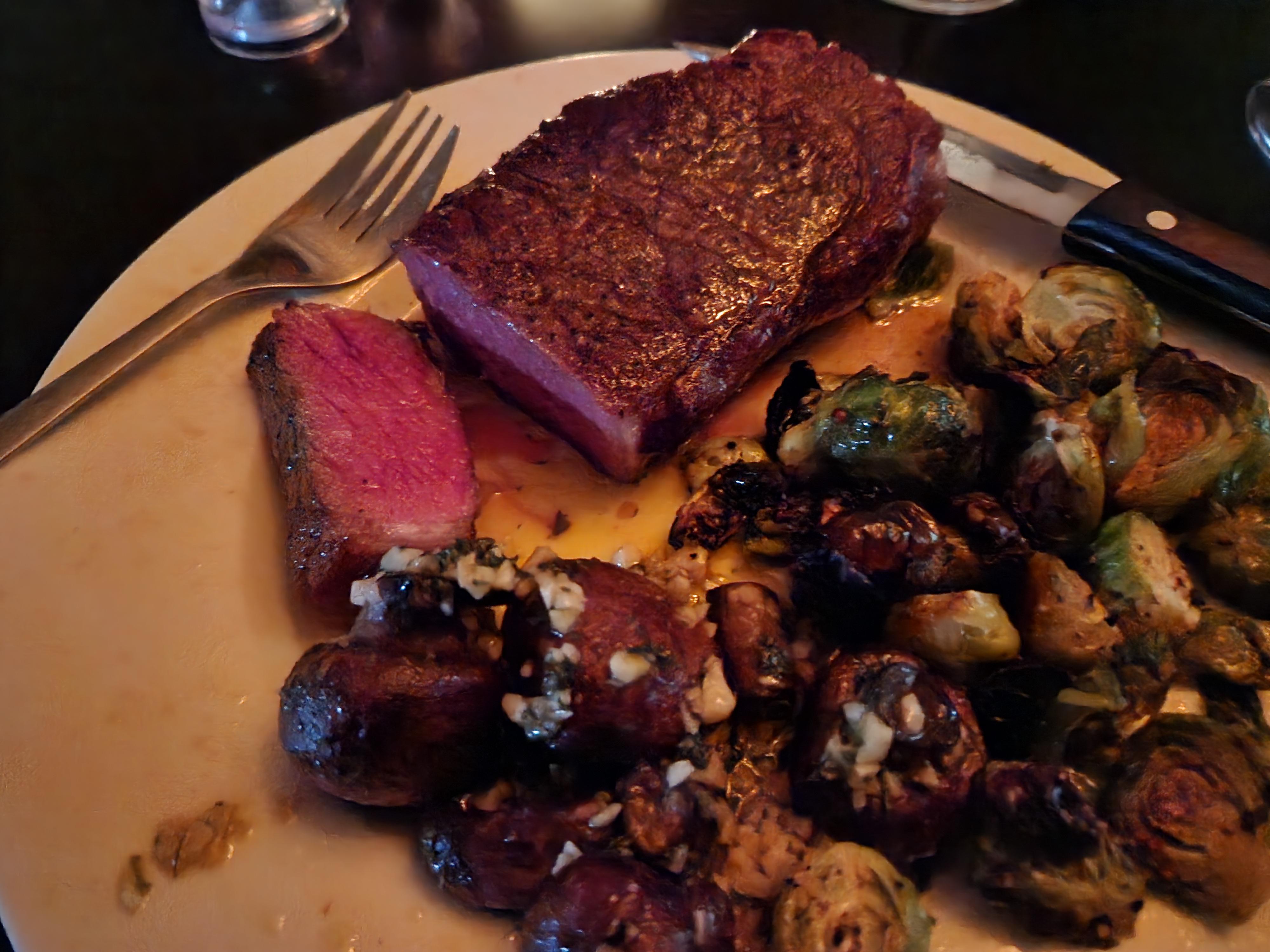 Sous Vide Dry Aged Prime NY Strip Cooked to 129 and Cast Iron Seared to