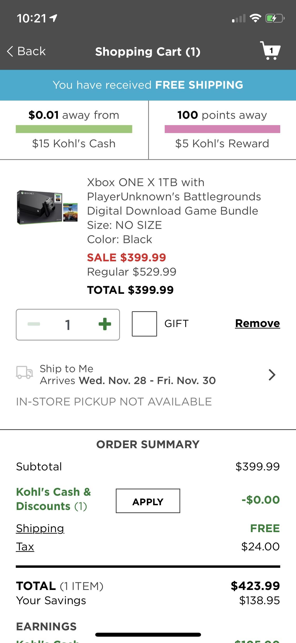 Xbox One X LIVE AT KOHLS WITH kohls Cash!! r/xboxone