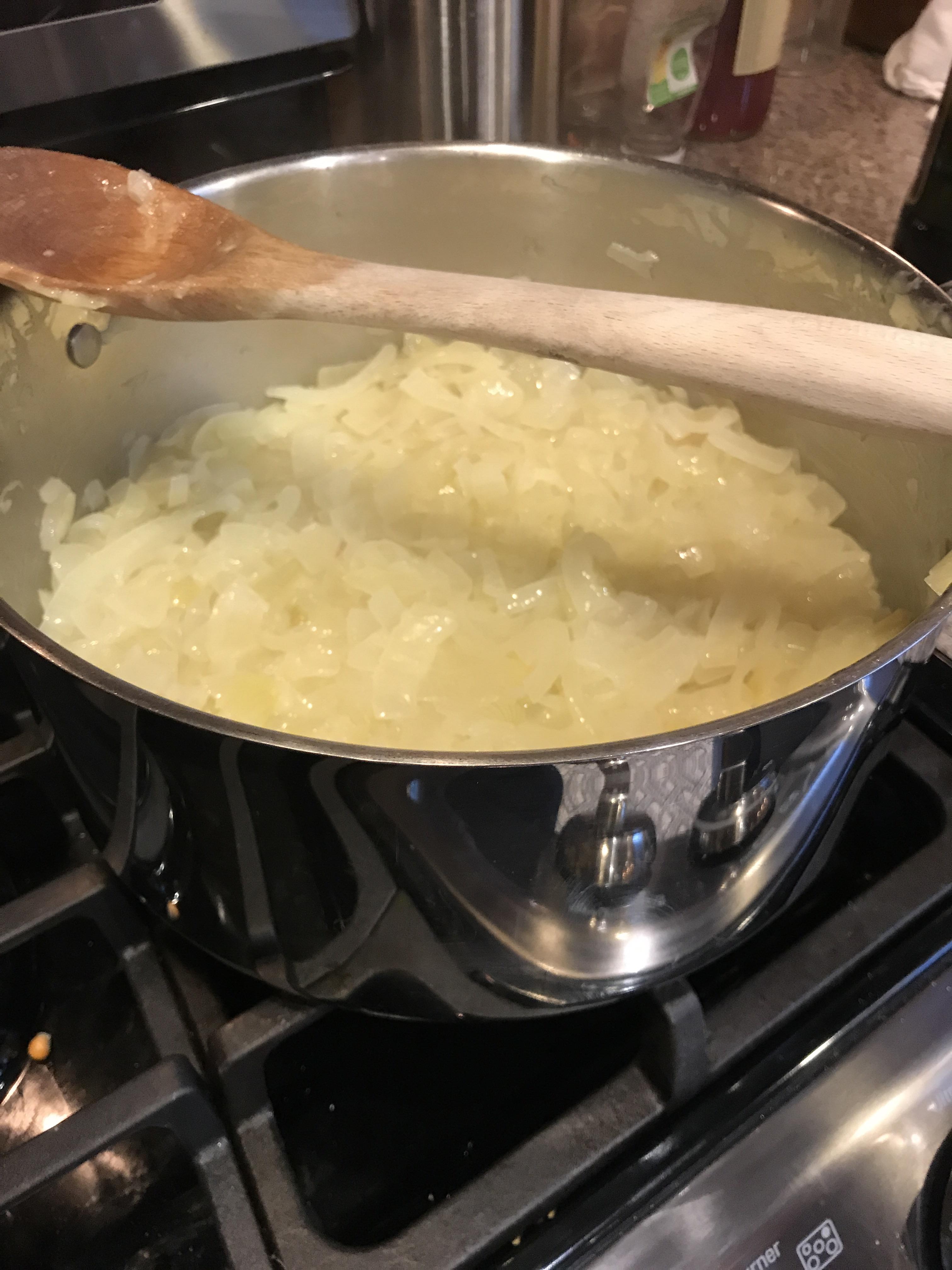 The beginnings of French onion soup by serious eats. I’m 15 min into