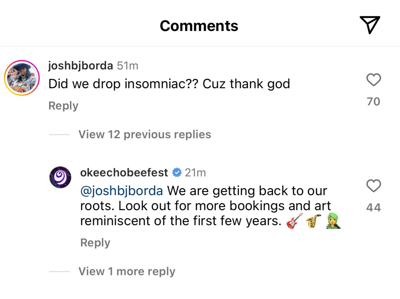 Okeechobee announcement. Does this mean they dropped insomniac? r