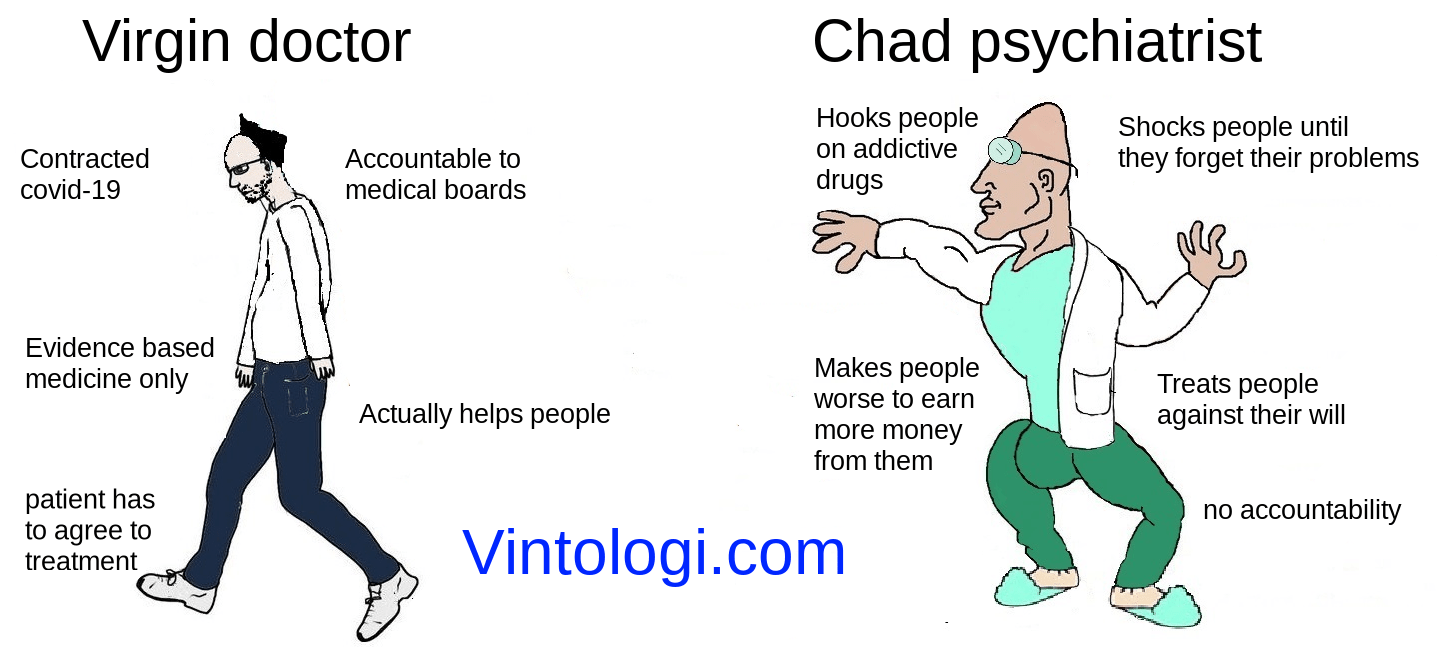 Virgin doctor vs Chad psychiatrist r/memes