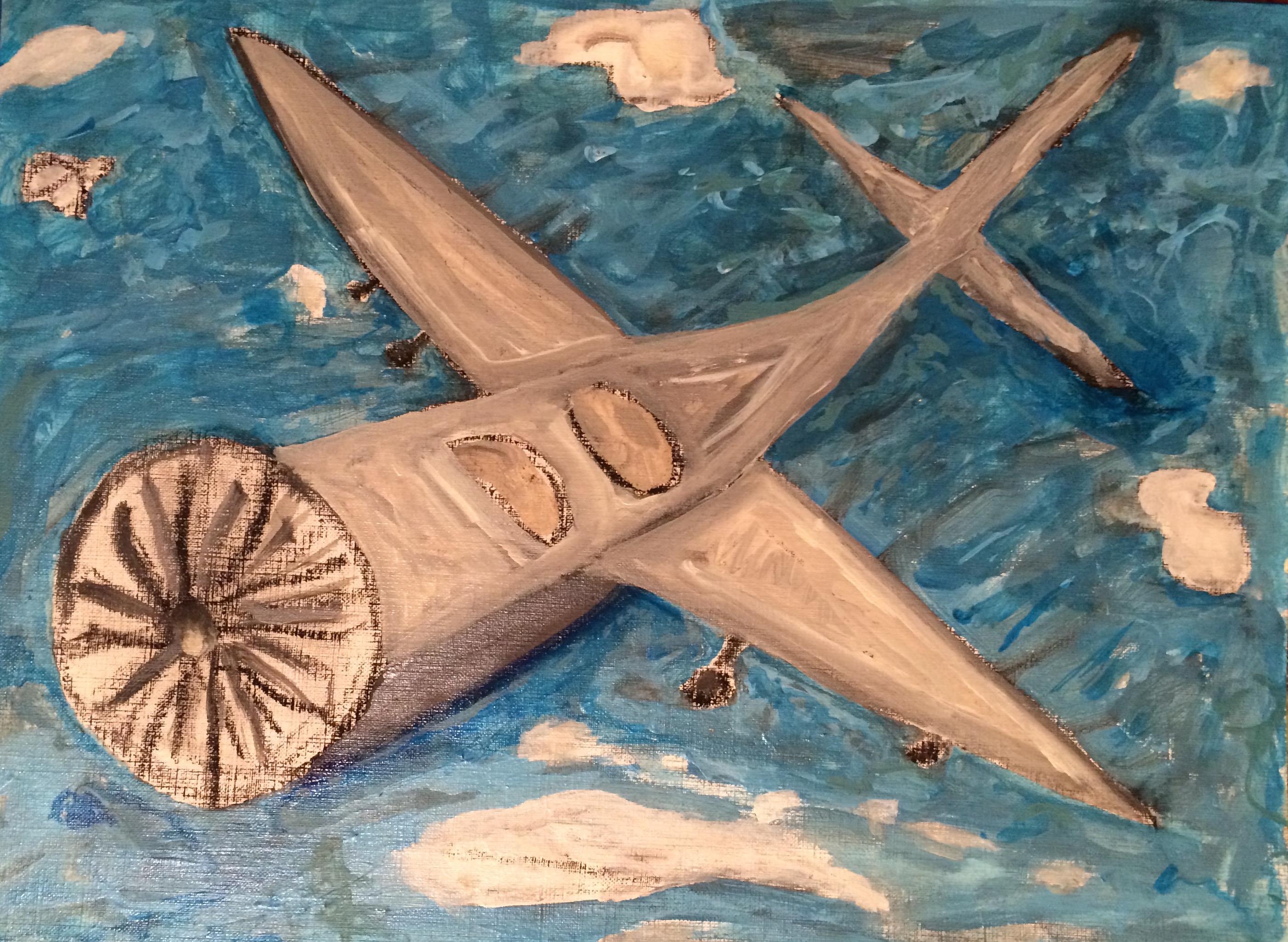 "Airplane" 9" X 12" , Acrylic. r/Art