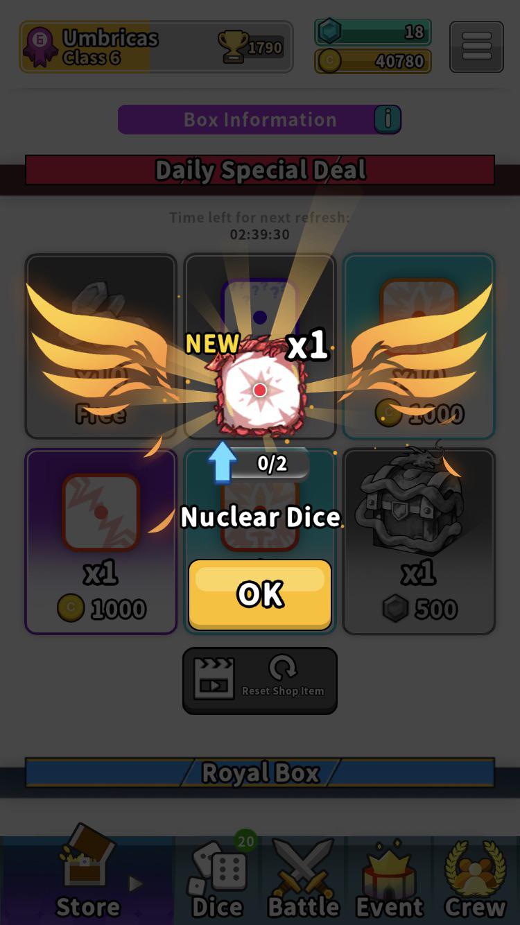 When you spend 500 gems on a legendary chest And get this r/randomdice