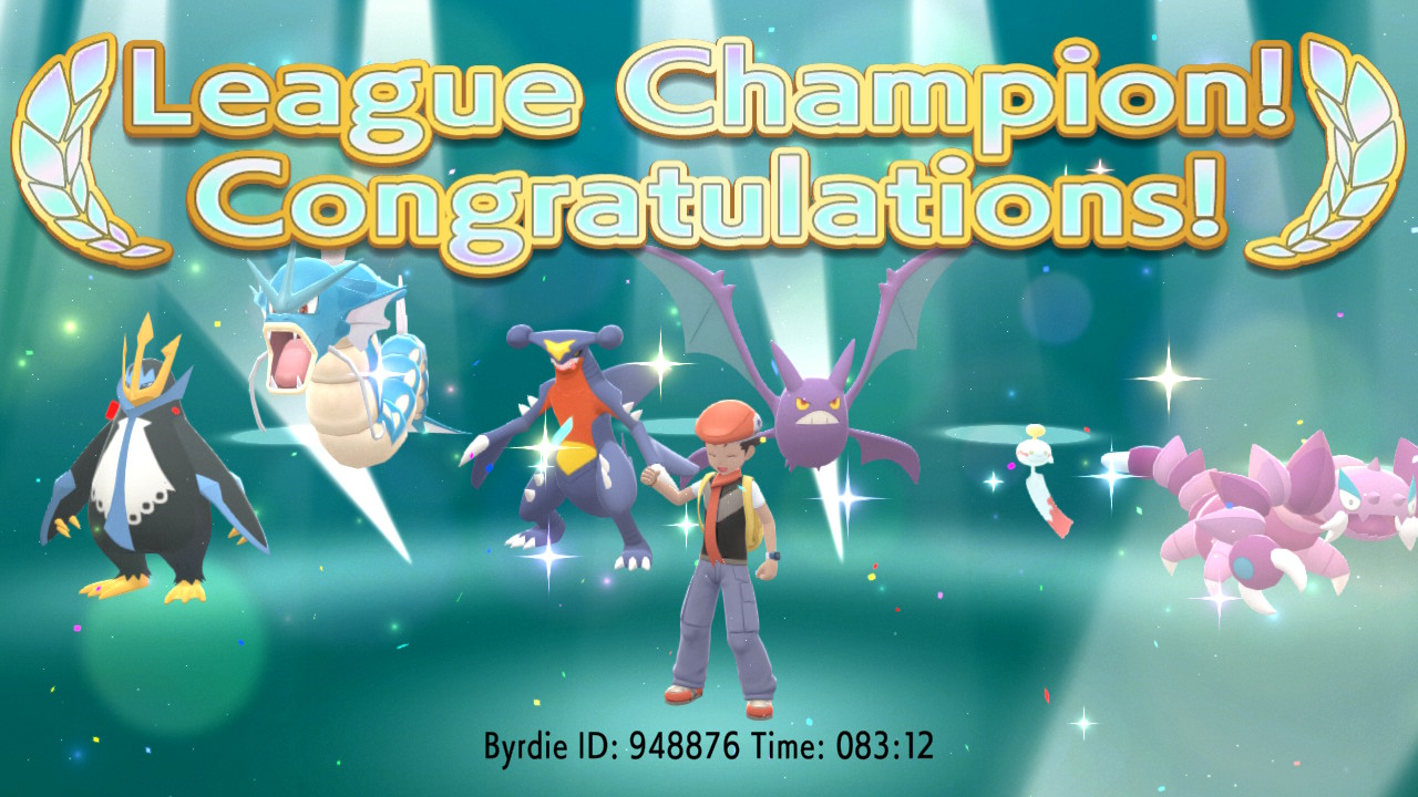 My BDSP Champion team. 83 hours, maybe 8 tries to beat Cynthia. Now to