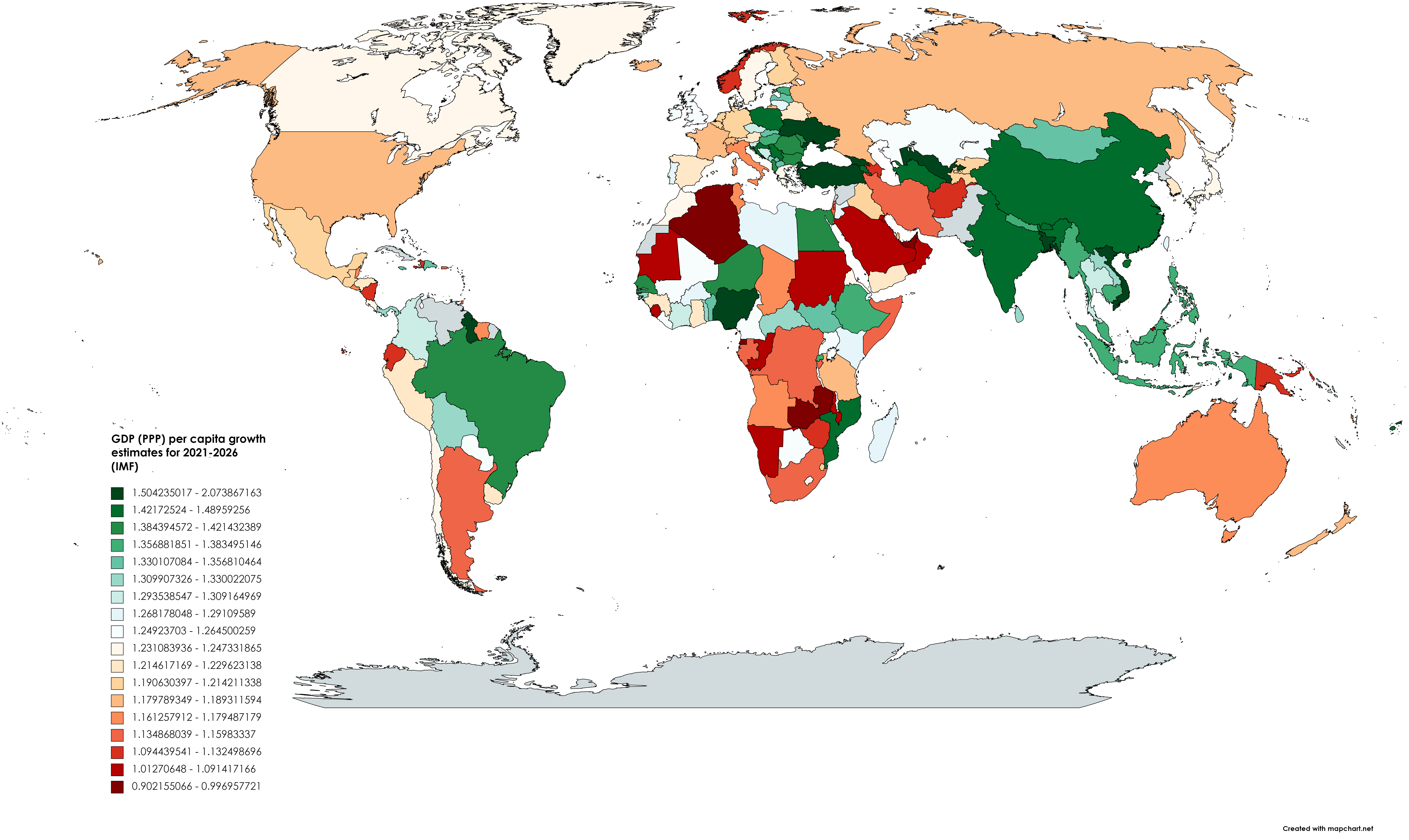 GDP (PPP) per capita growth estimates for 20212026 (IMF) r/MapPorn