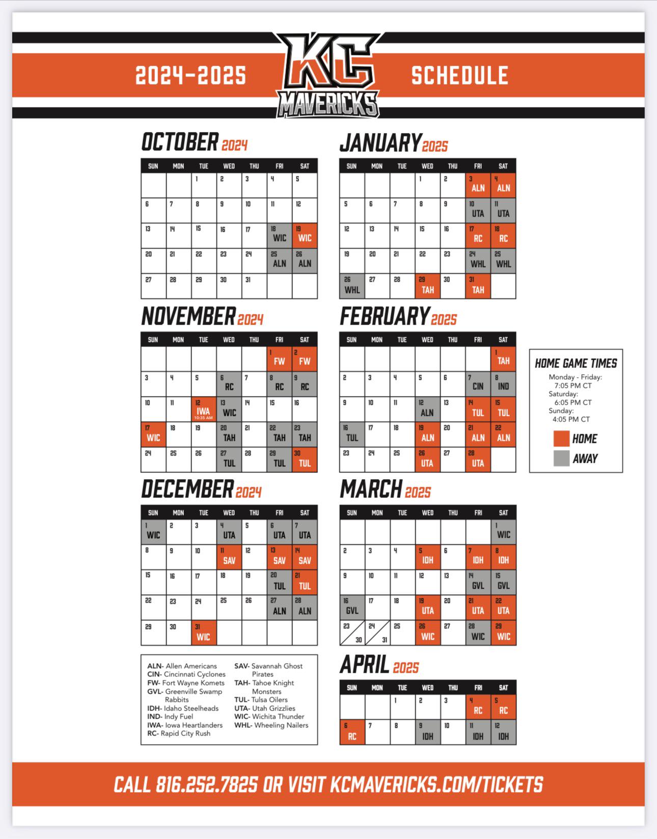 KC Mavericks 20242025 Schedule Announced r/KCMavericks