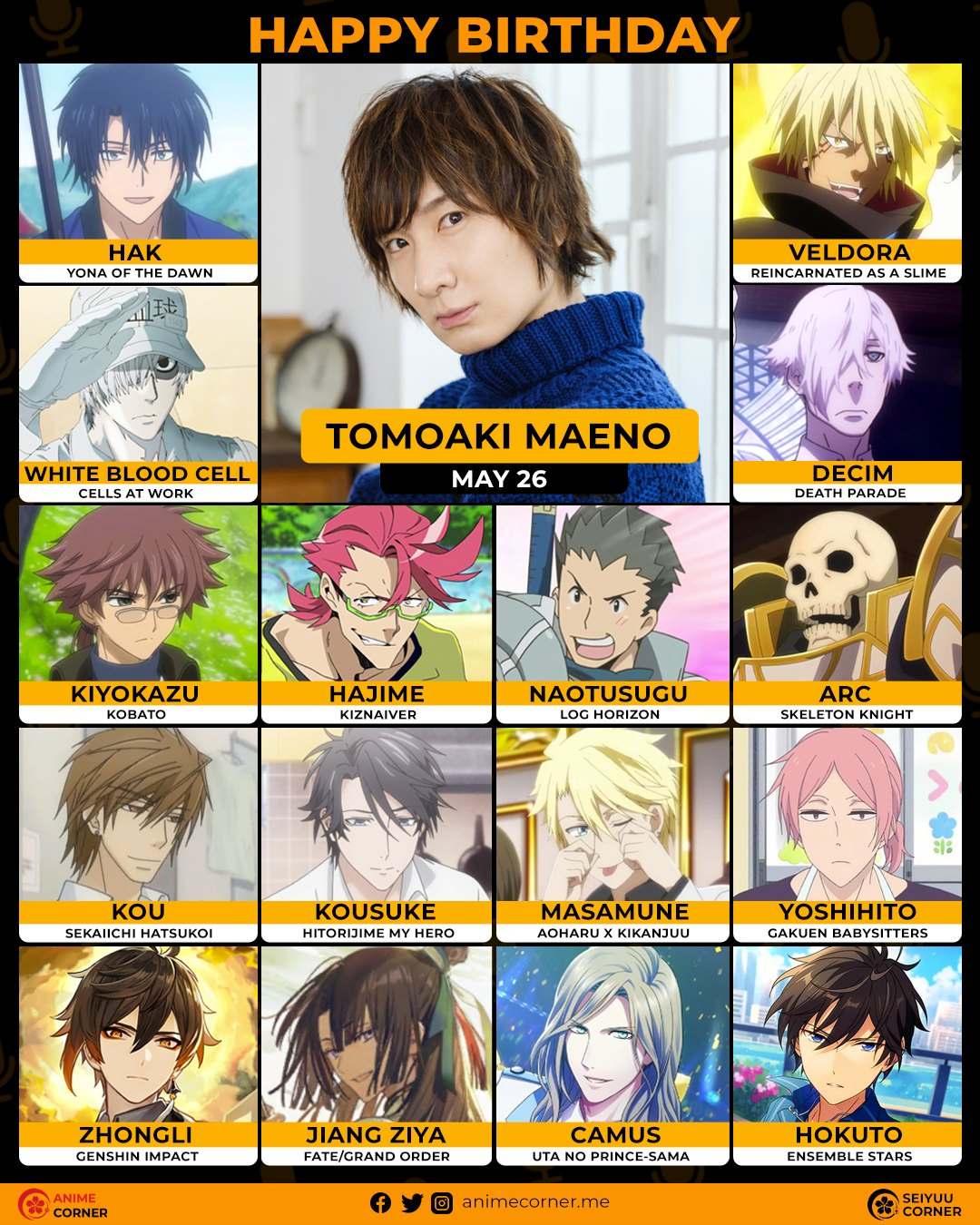 Happy 41st birthday to Maeno Tomoaki who voices as Zhongli! r