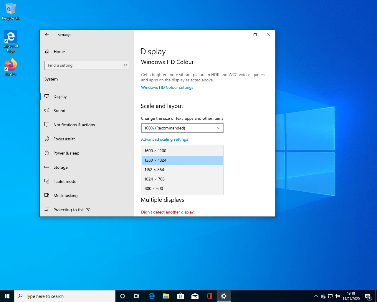 The only options I have to set the resolution to are based on the 43