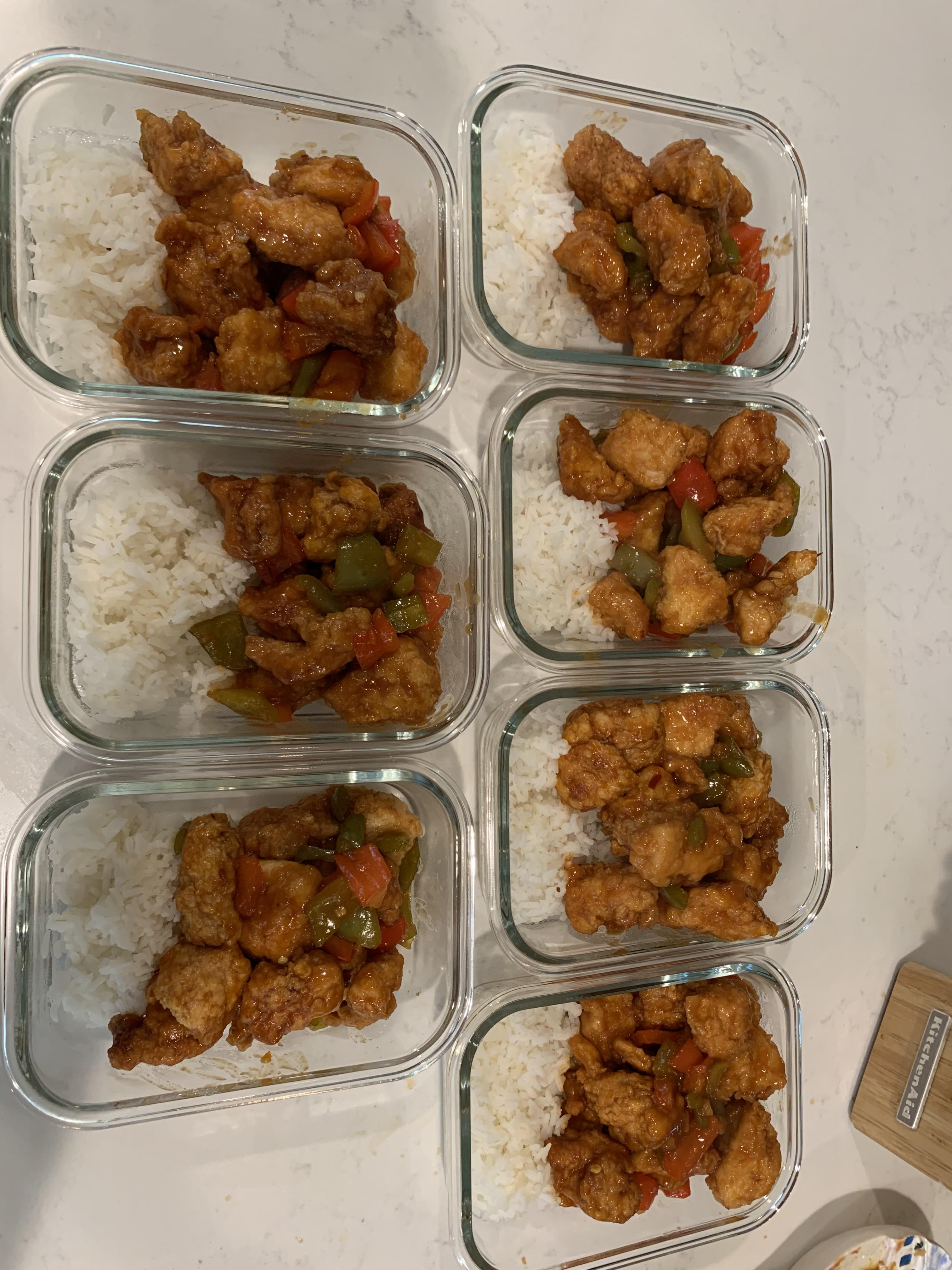 Sweet and sour chicken meal prep for me and hubby! r/MealPrepSunday
