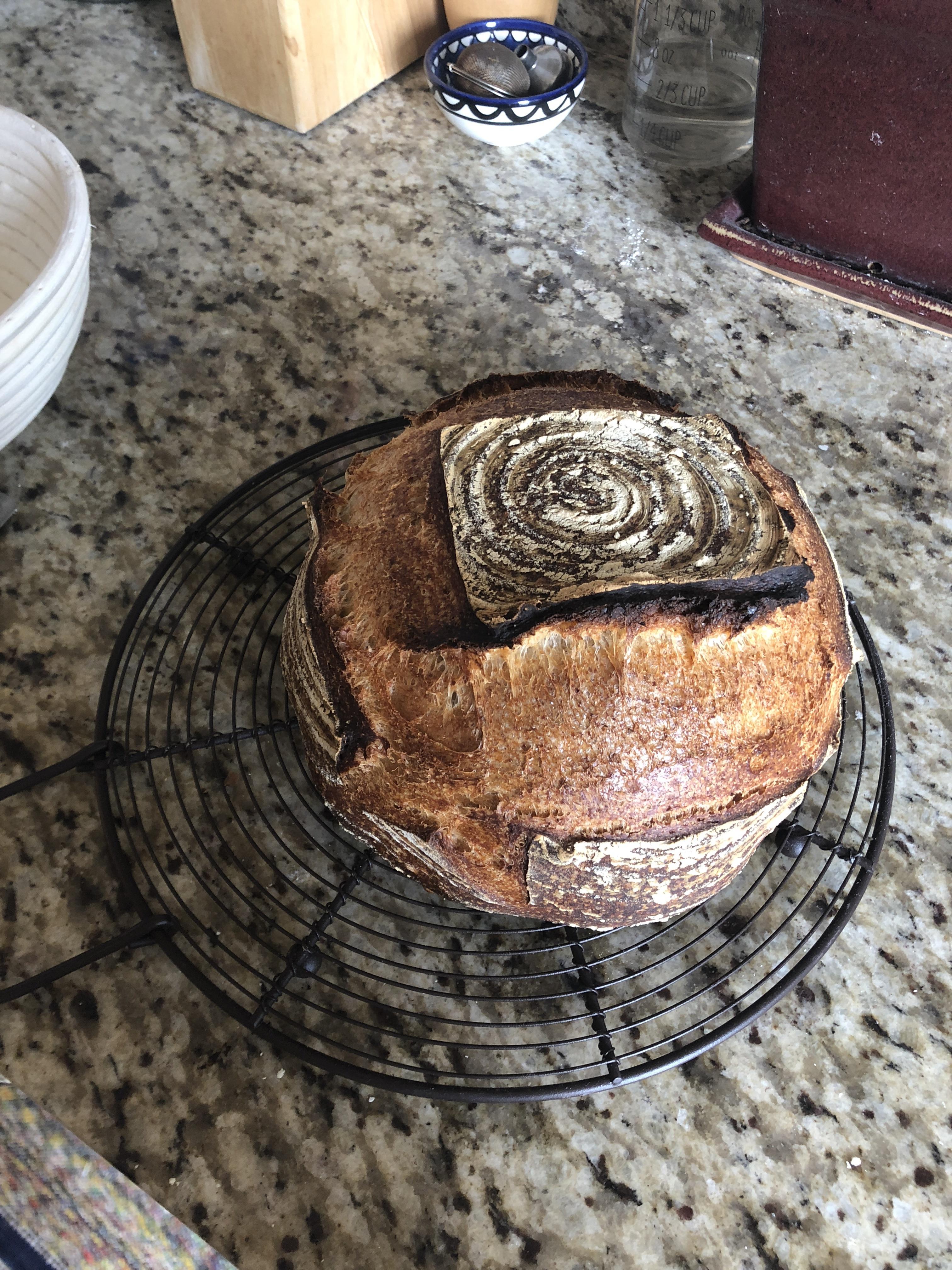 Beginner sourdough. The bottom keeps burning. This loaf also turned out