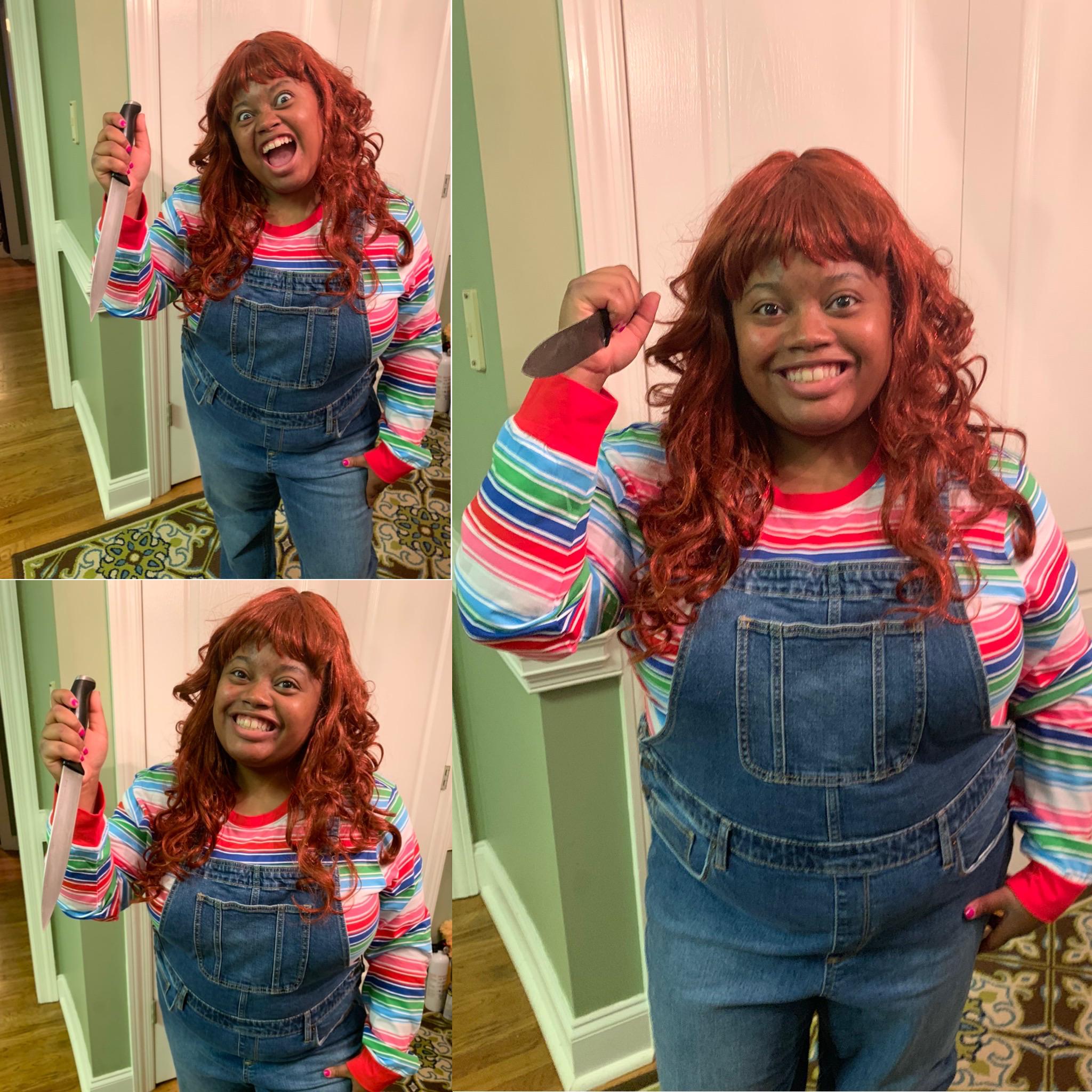 I worked seasonally at hot topic & dressed up as Chucky minus the knife