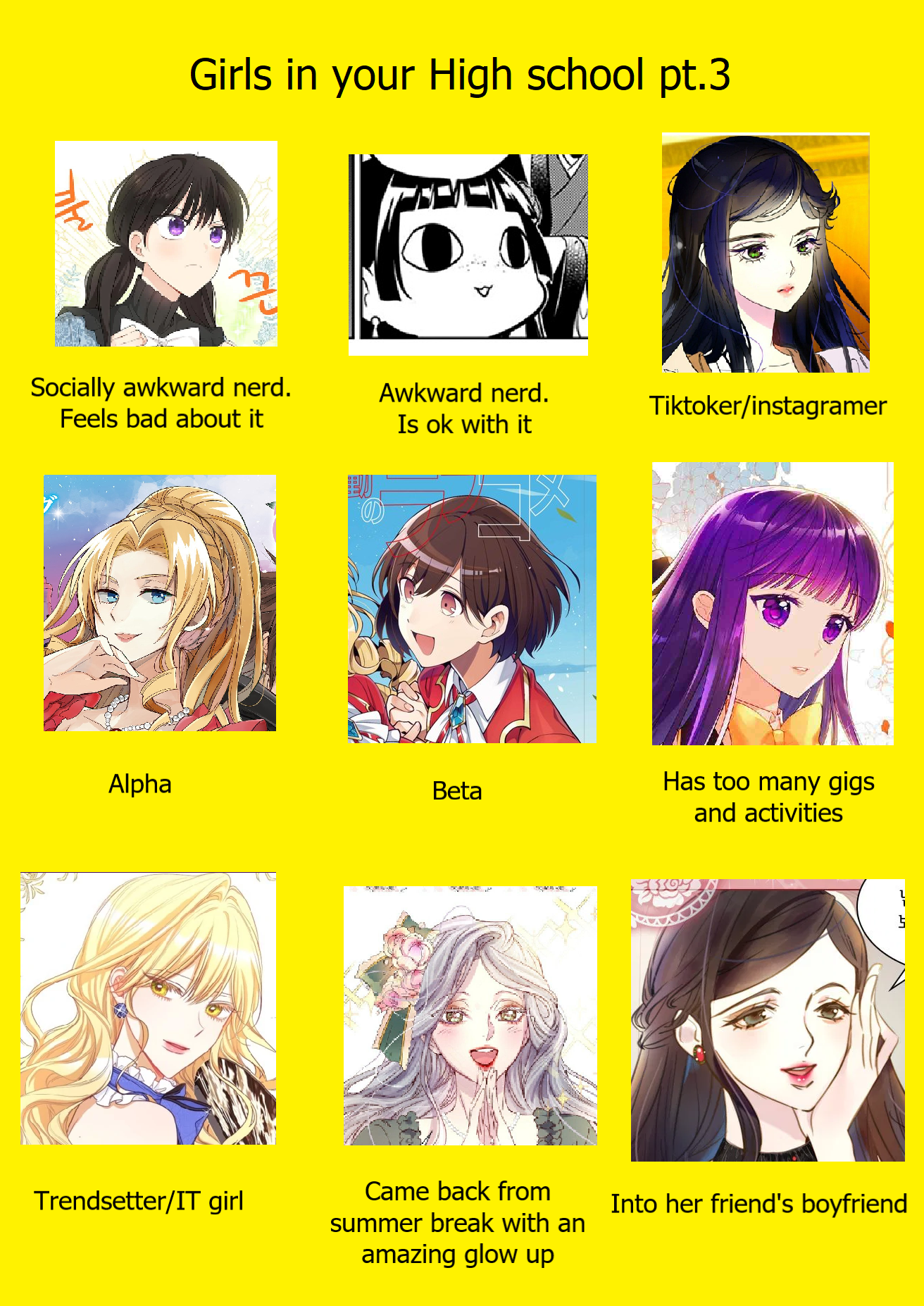 Girls in your high school, pt. 3 r/OtomeIsekai