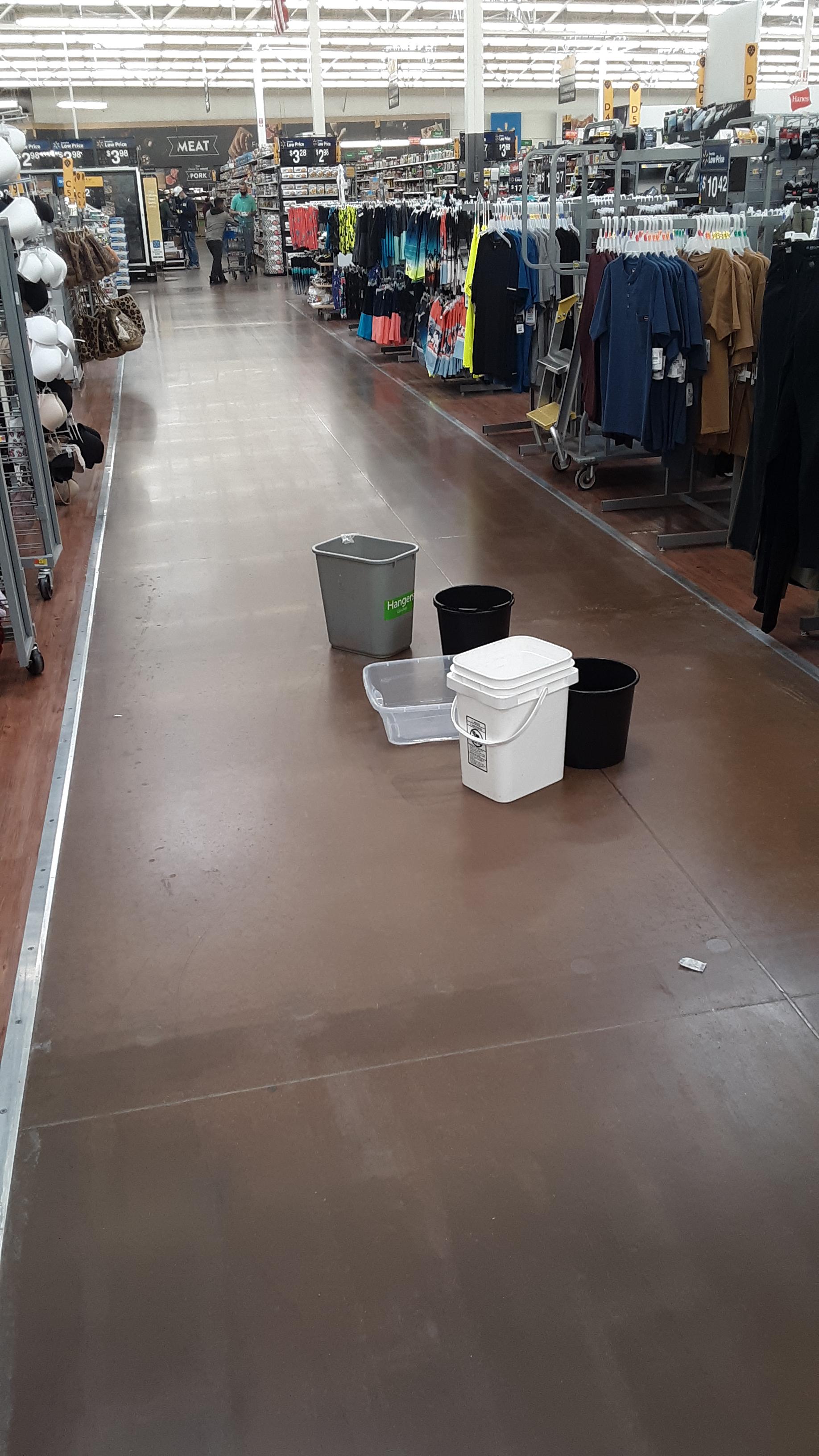 Does YOUR WalMart have buckets to catch rain from their shoddy roofing
