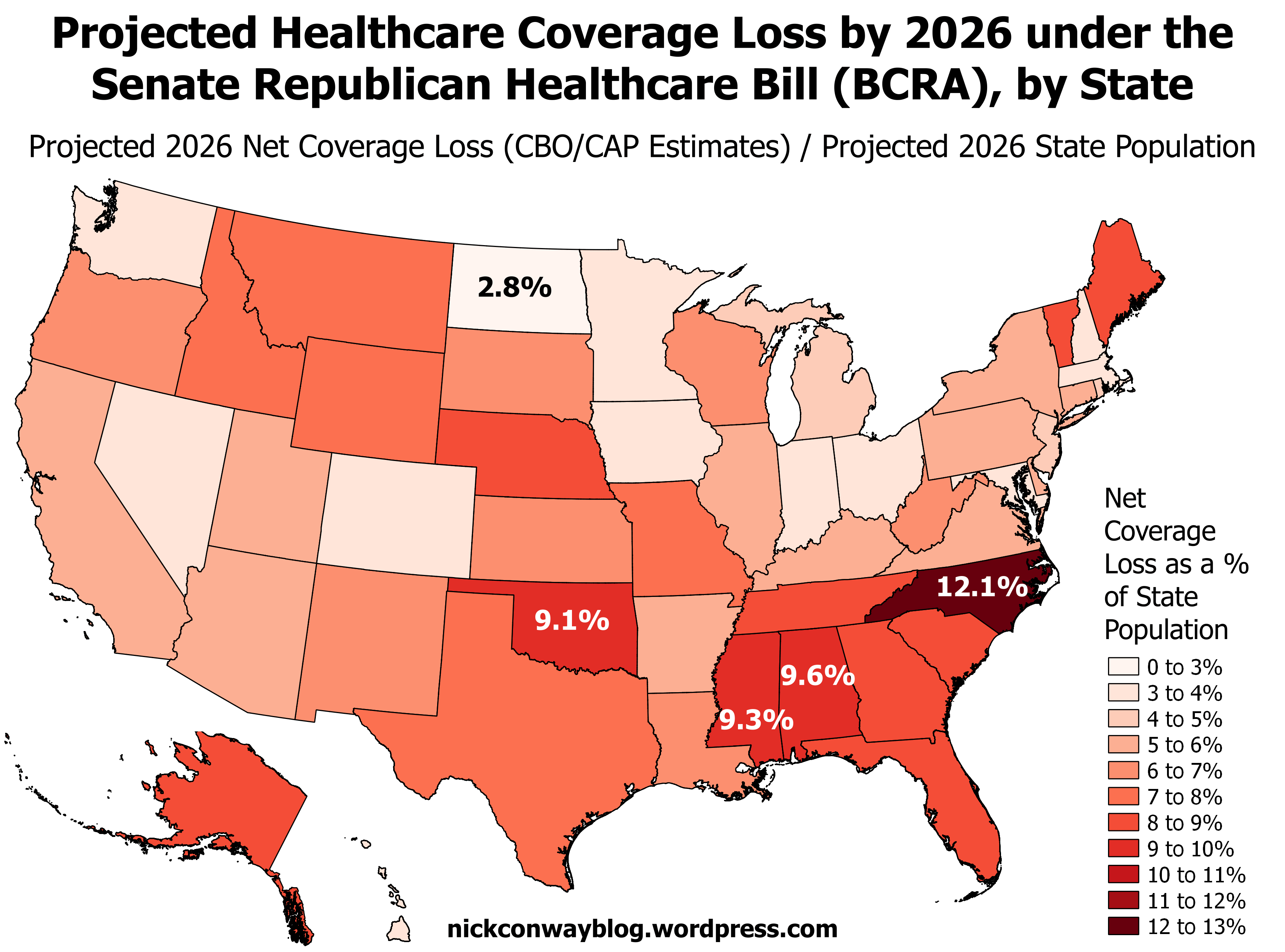 Projected Healthcare Coverage Loss by 2026 under the Senate Republican