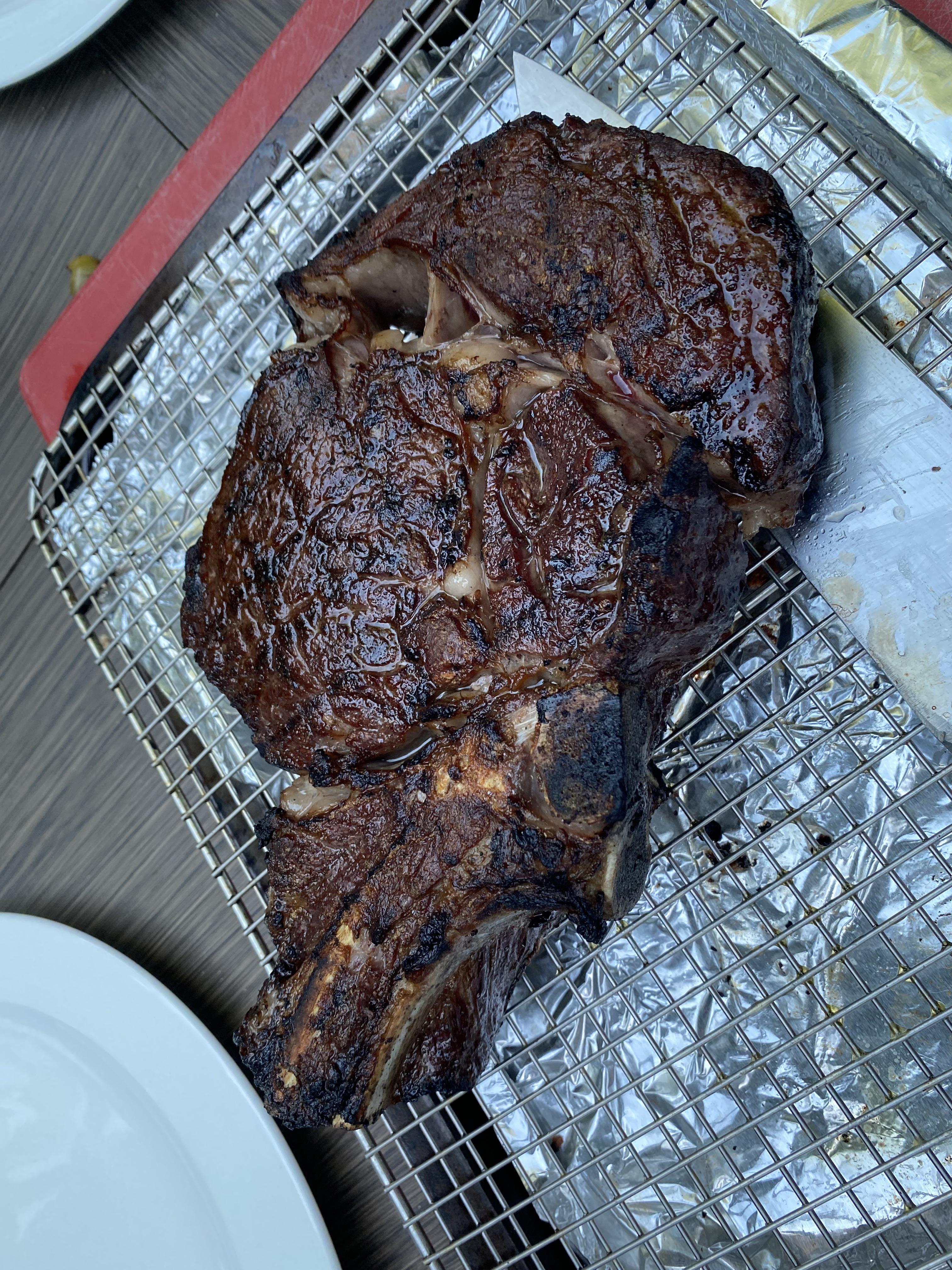 2.50 lbs dry aged. Reverse sear, on the egg r/steak