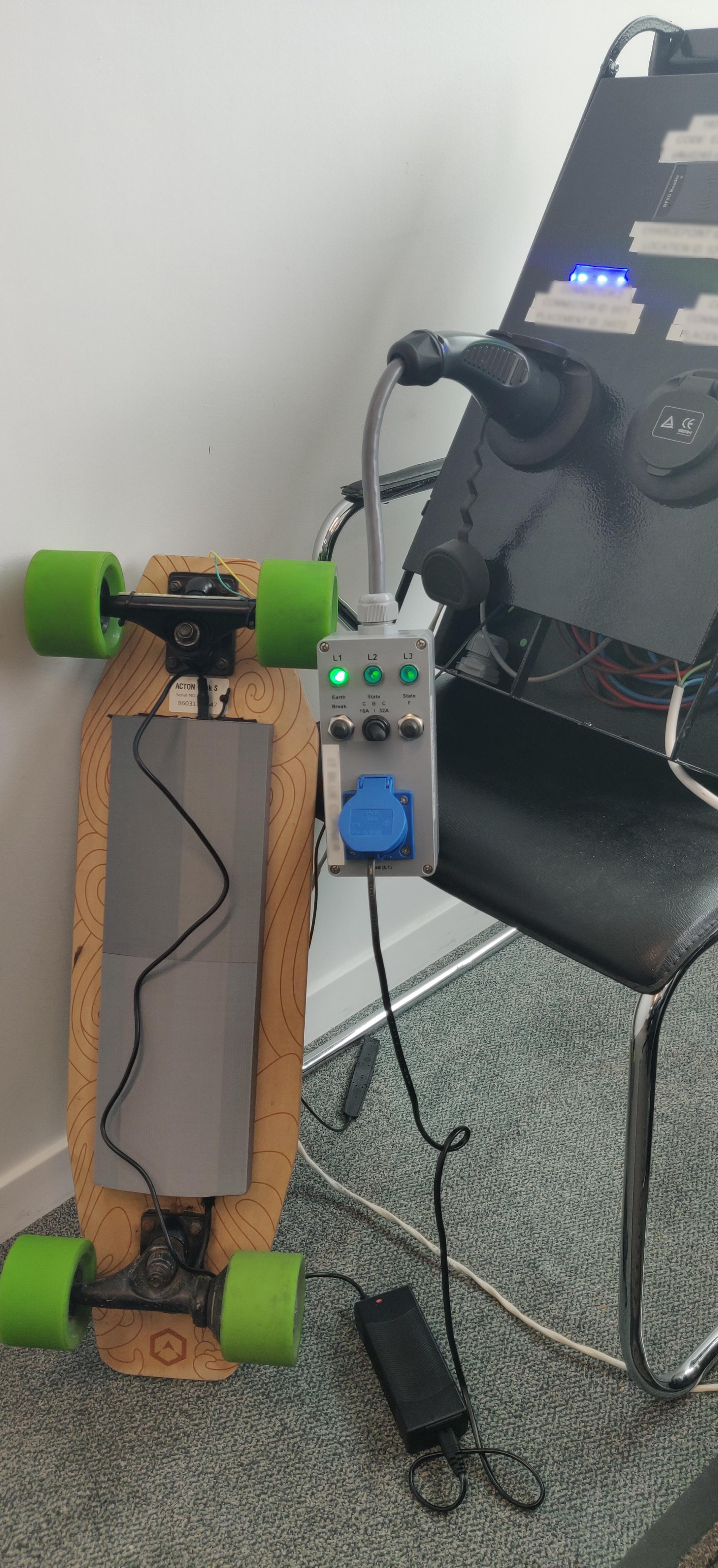 DIY(ish) Electric Skateboard charging at electric car charger r