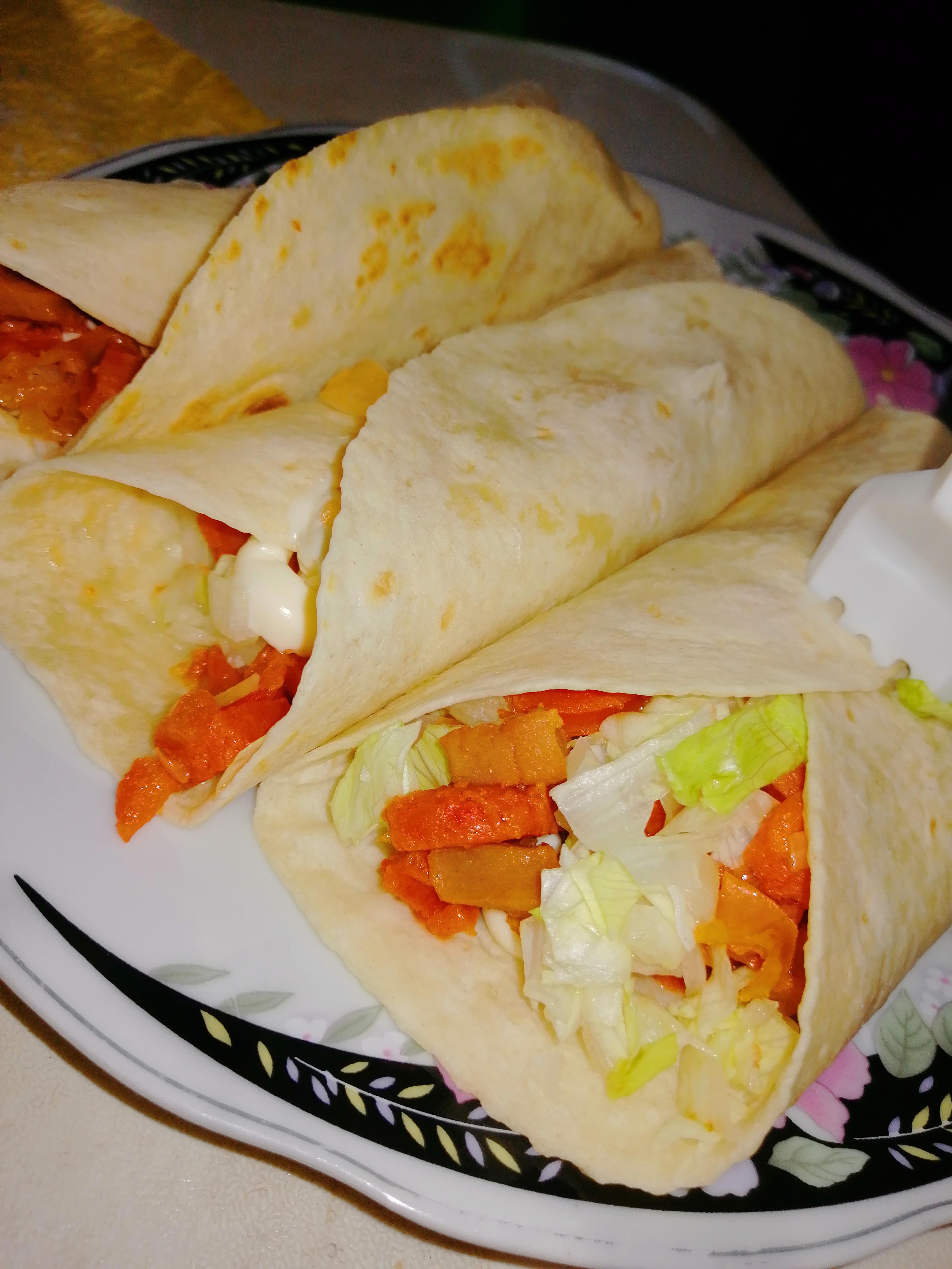 These burritos with chorizo and different sausages my girlfriend did