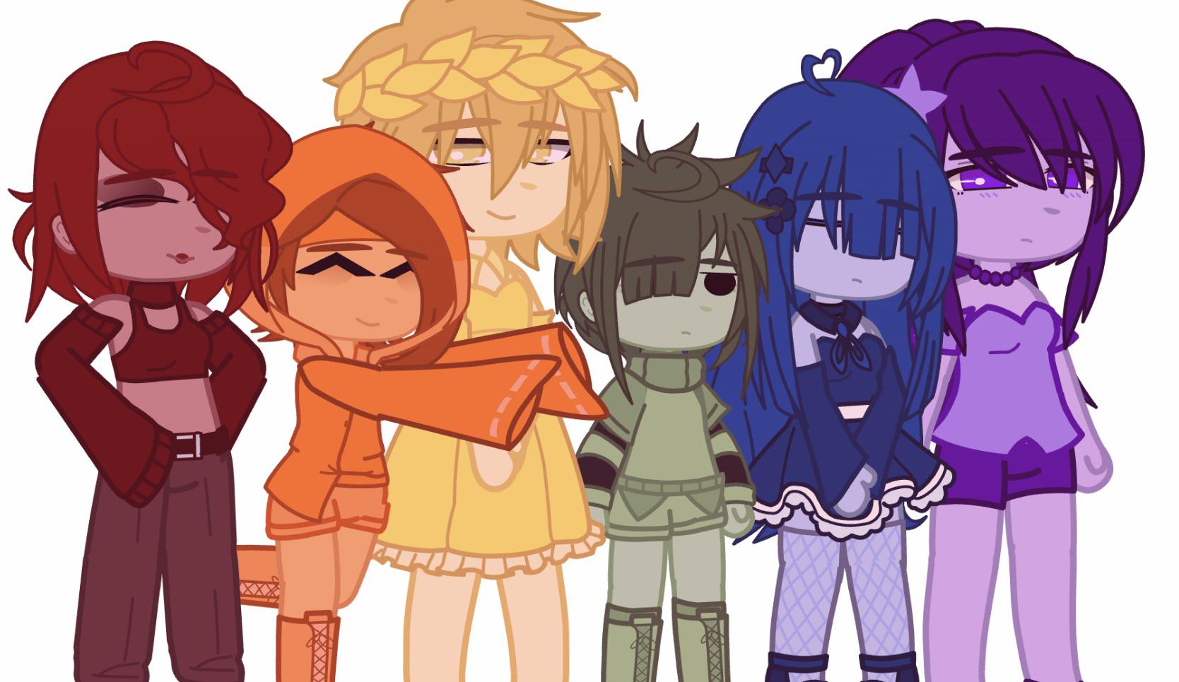 I was bored so I made the colors of the rainbow as gacha characters 🌈