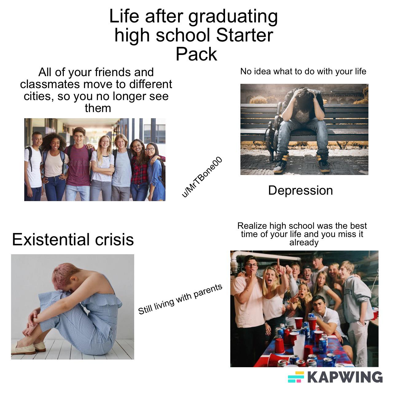 Life after graduating high school starter pack r/starterpacks