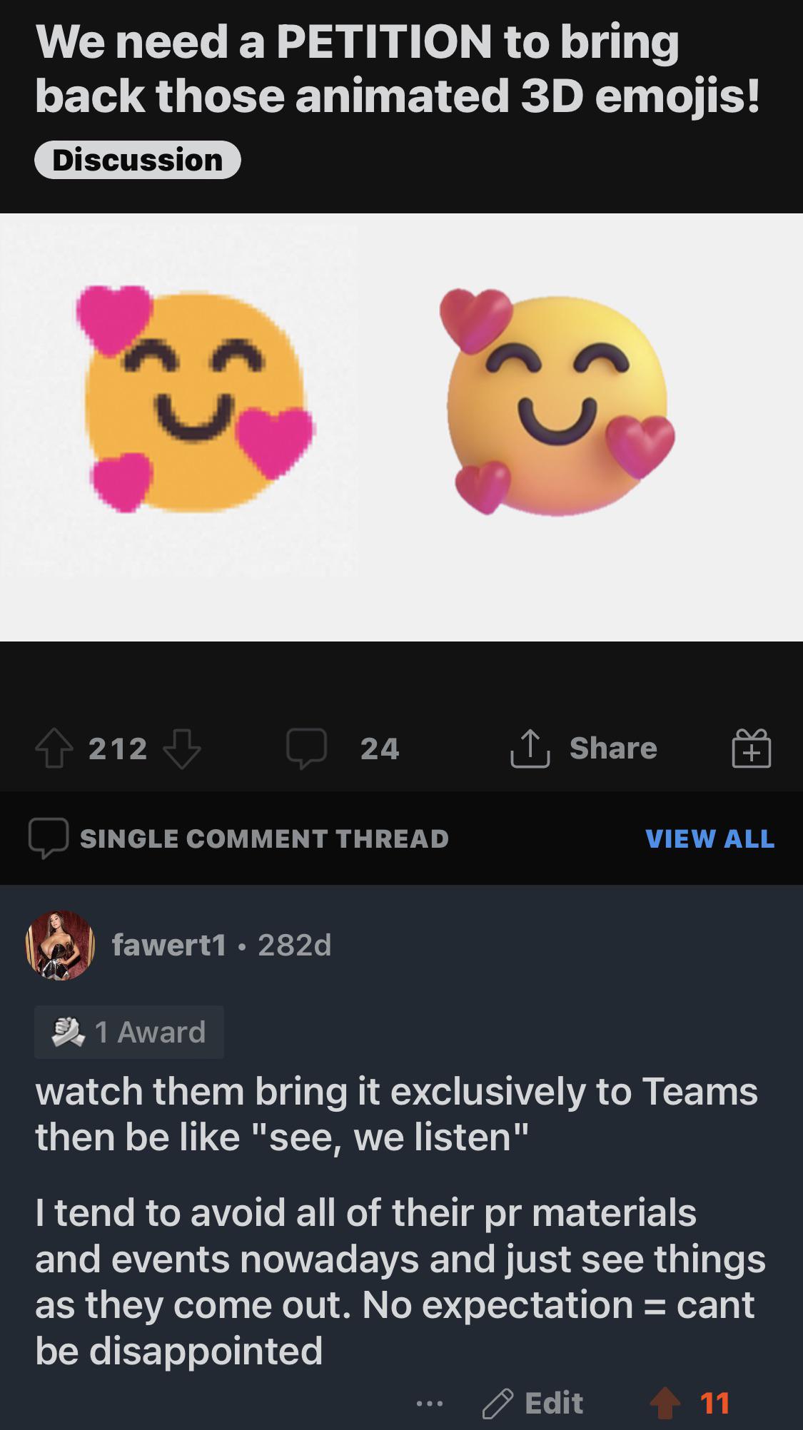 Just found out today that teams really got the animated emojis before