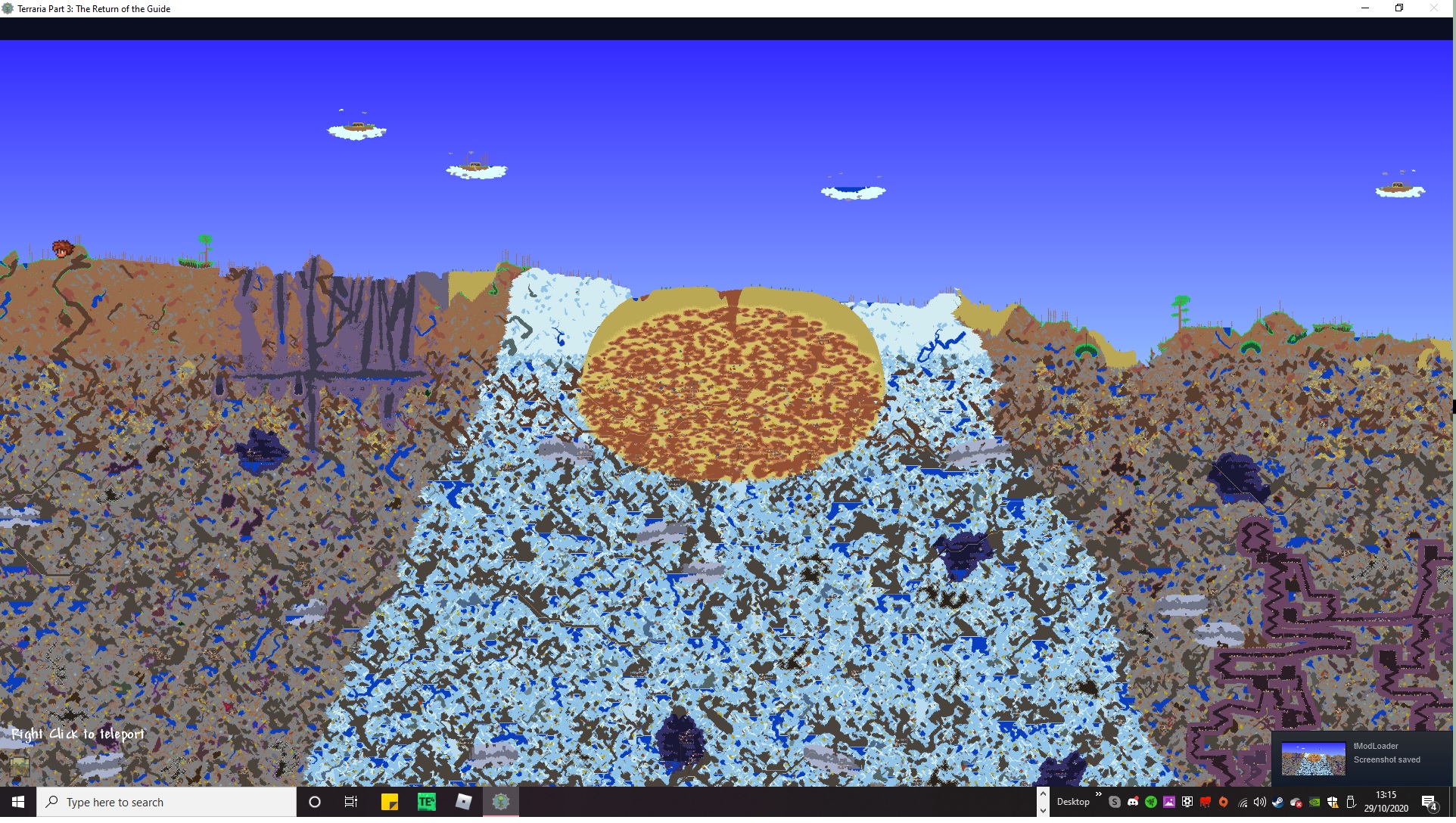 the desert and ice biome on the same side and in the same area, of the