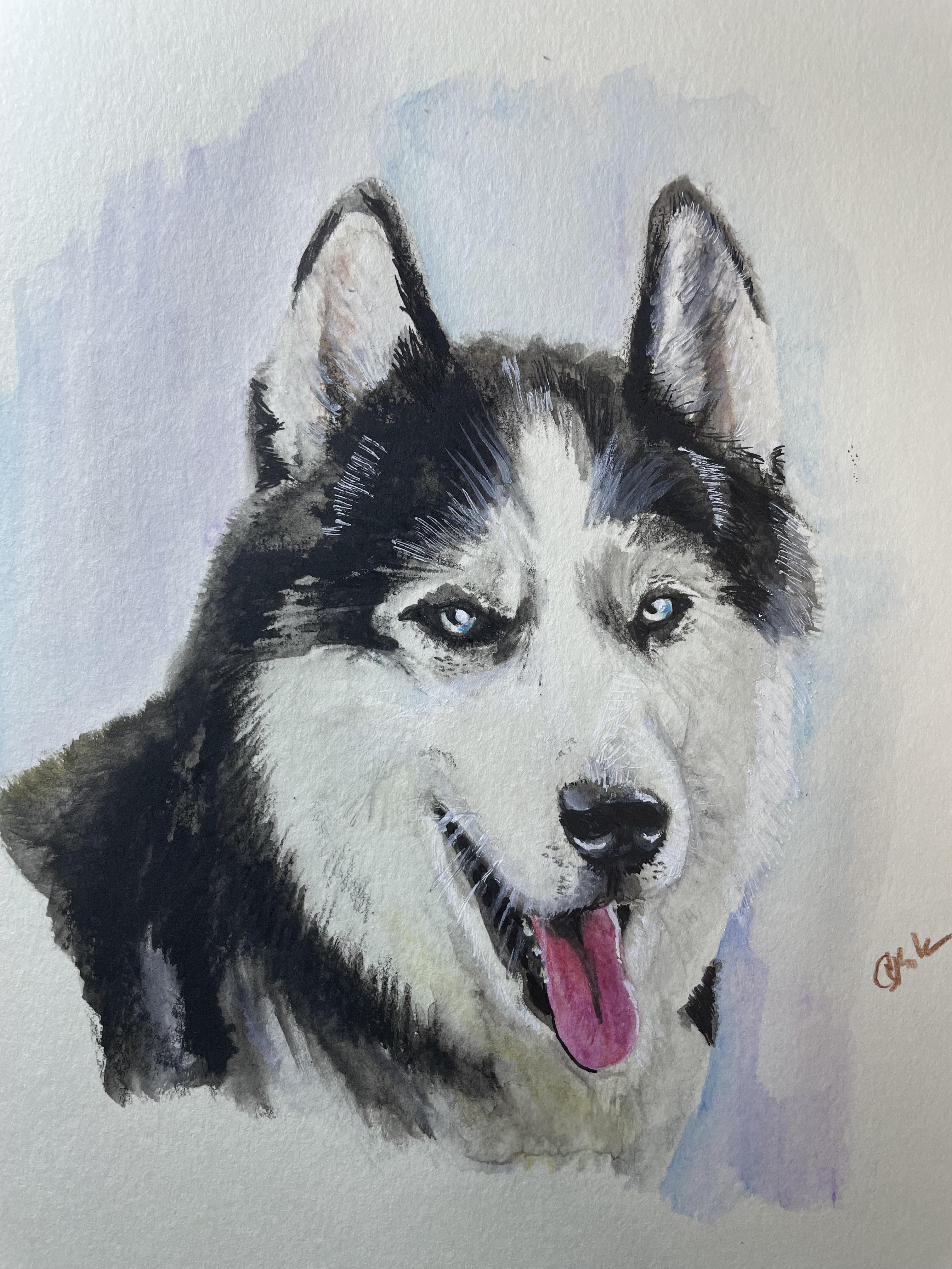 Husky (watercolor) r/painting