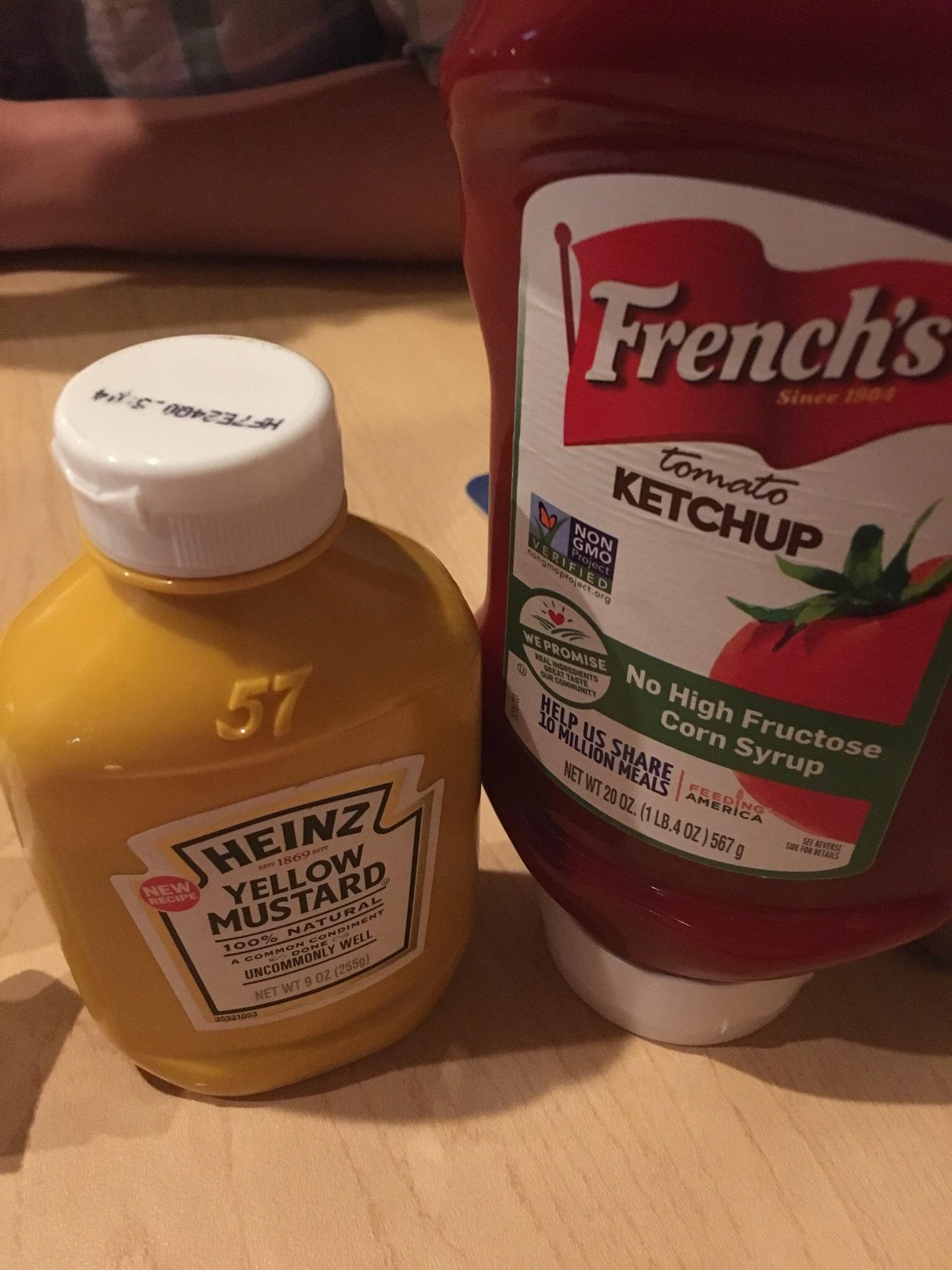This restaurant provides French’s ketchup and Heinz mustard instead of the other way around r