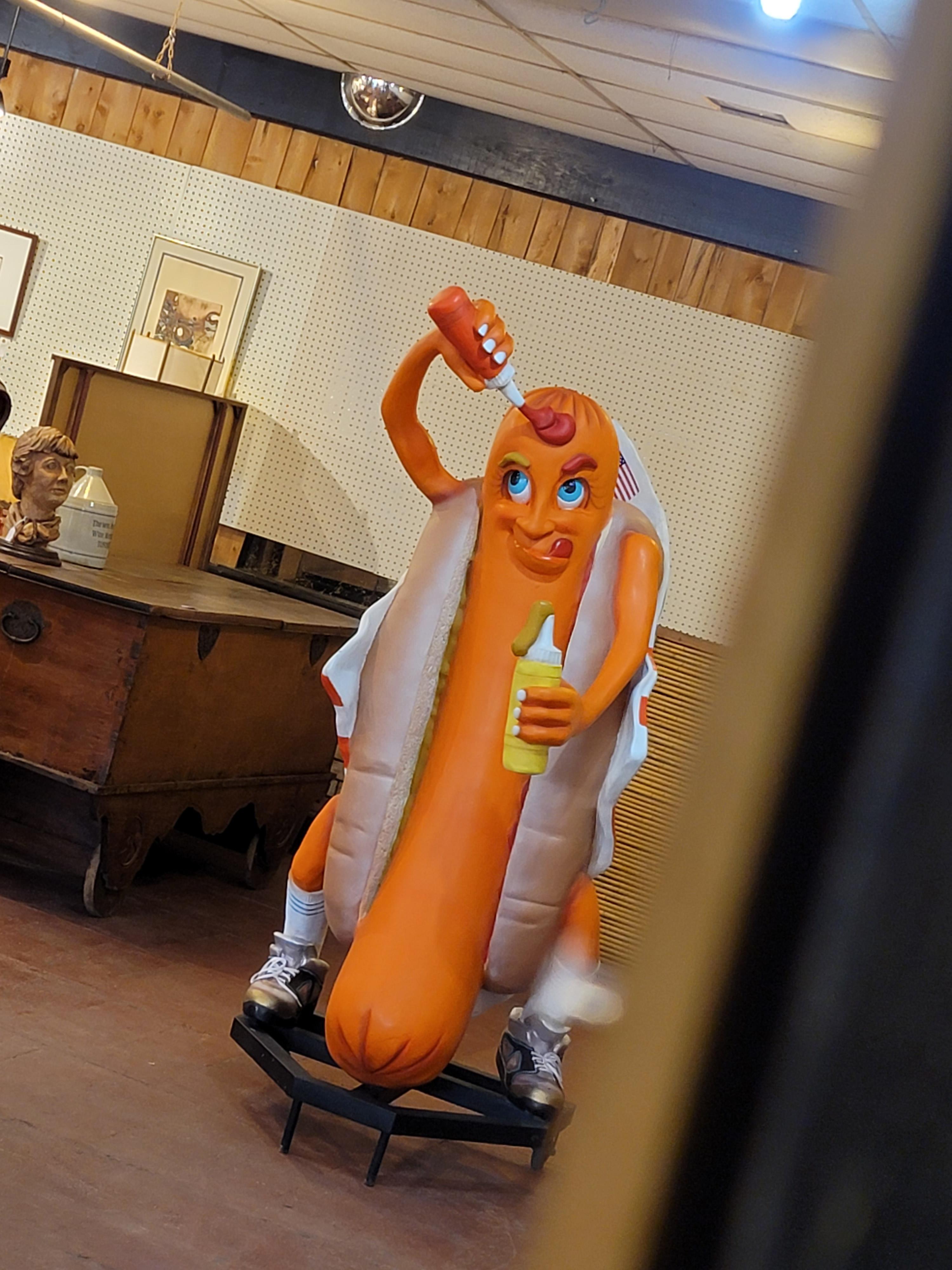 This 6 foot hot dog statue I found at an antique shop r/oddlyterrifying