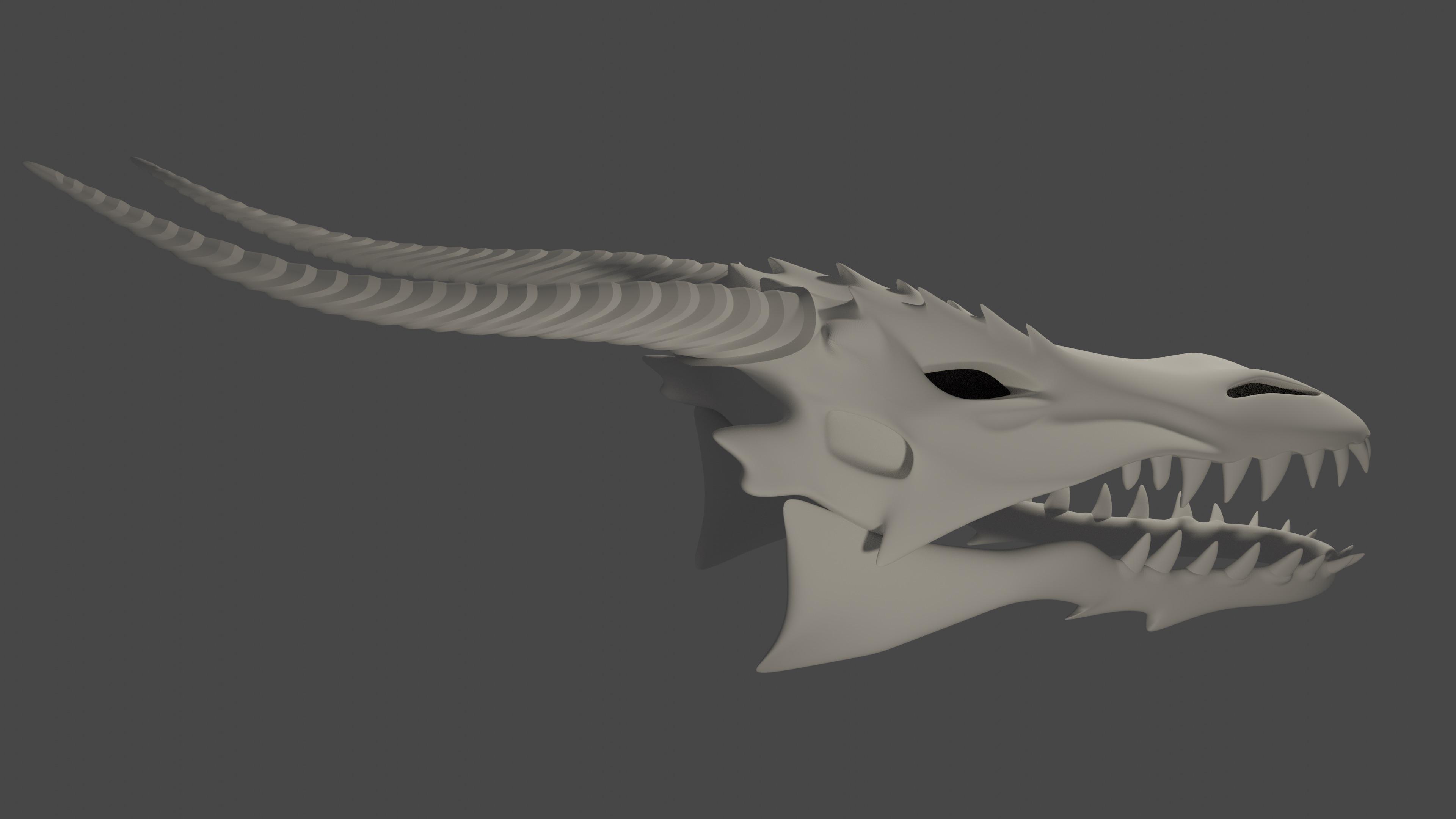 Dragon skull I made today in Blender to be 3D printed r/blender