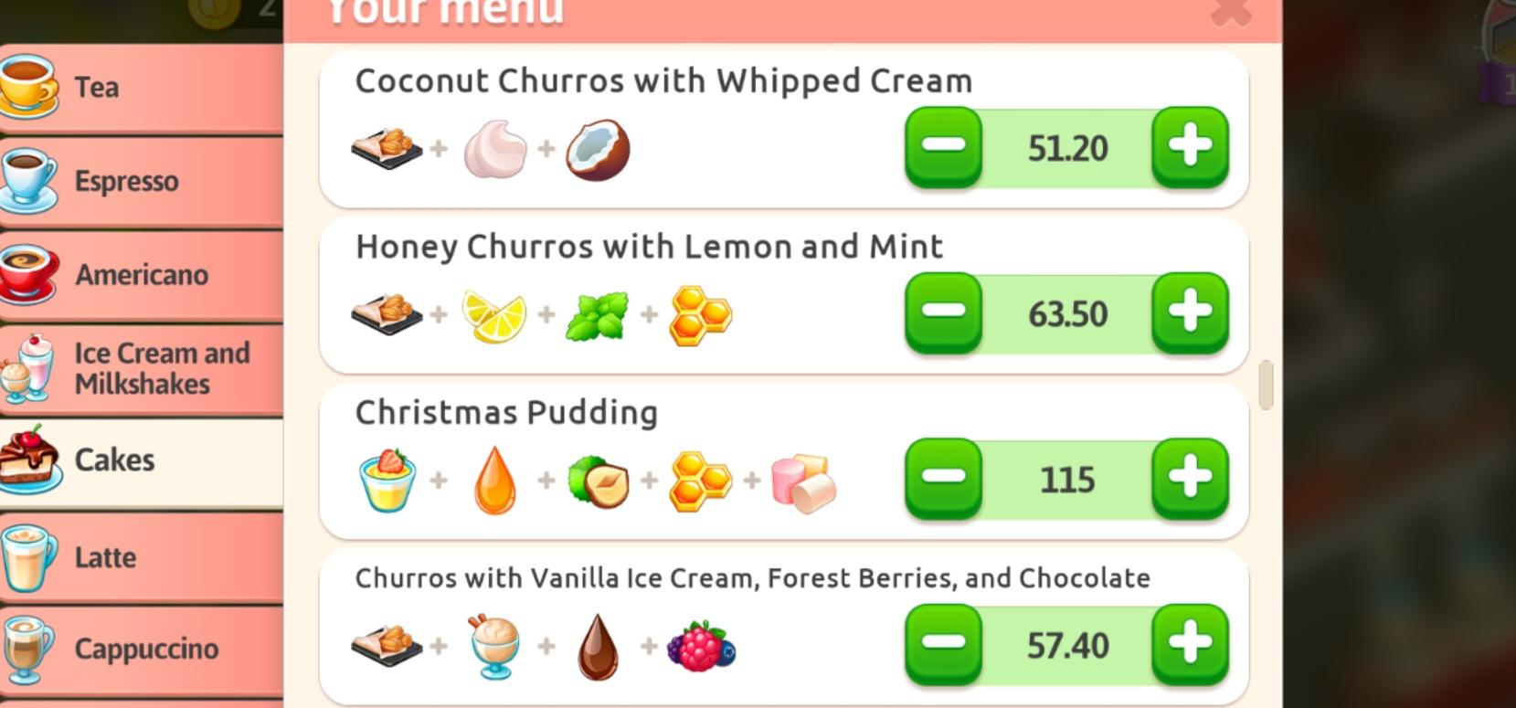 Churro Recipes r/MyCafe