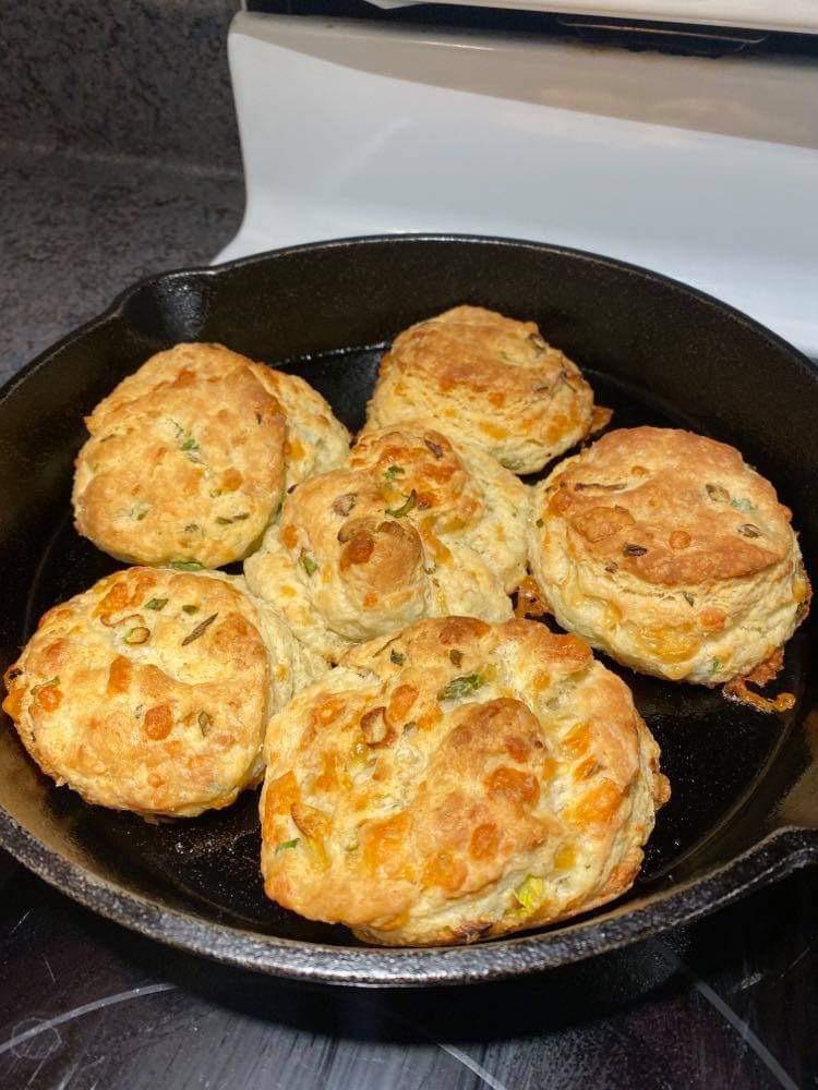 Fiancée made me scallion and smoked cheddar biscuits to reward me for a