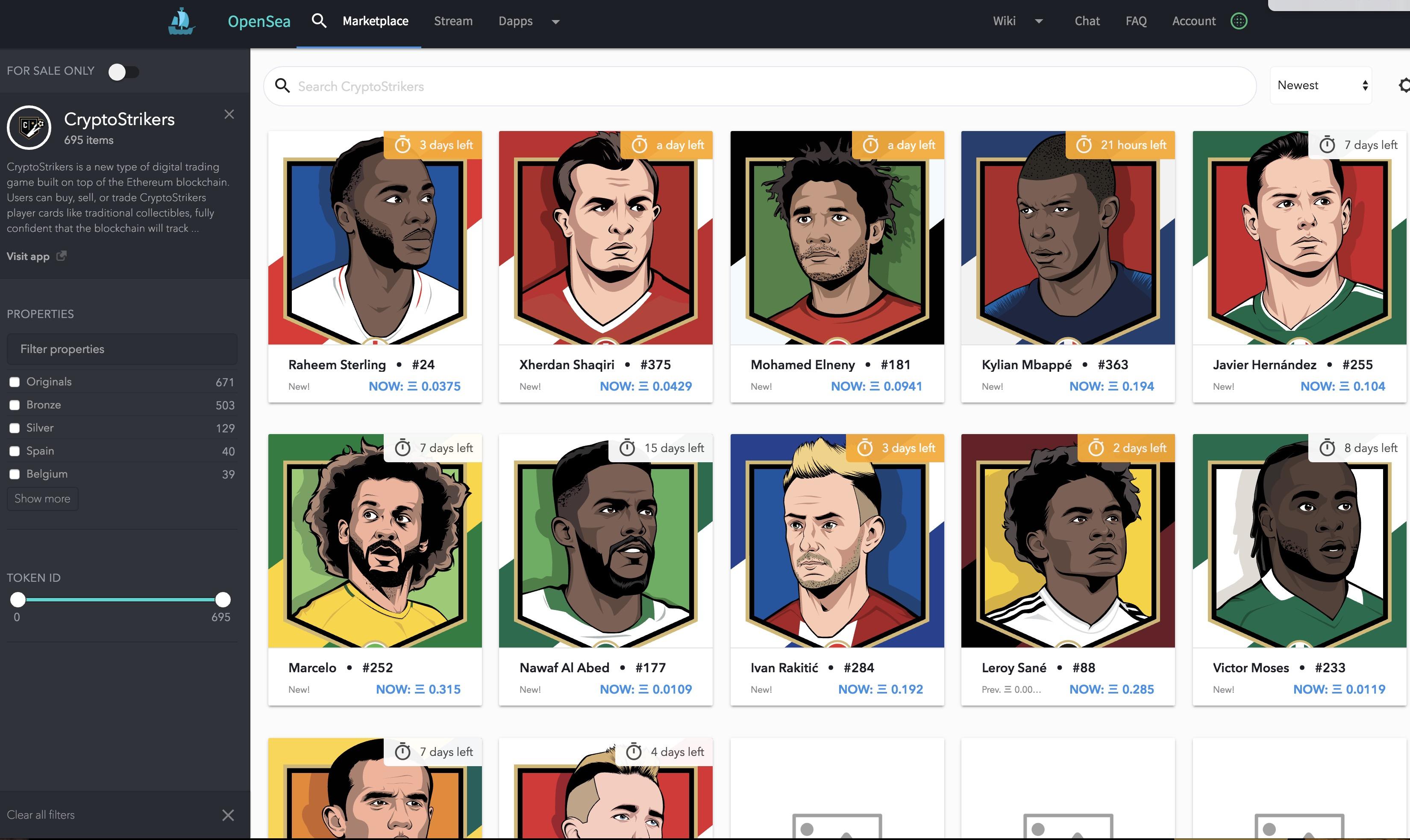CRYPTO STRIKERS, the new ethereum world cup game with marketplaces for