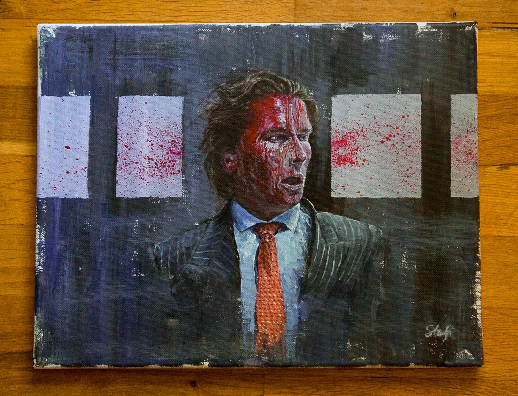 I painted Patrick Bateman from "American Psycho," acrylic on canvas, 11