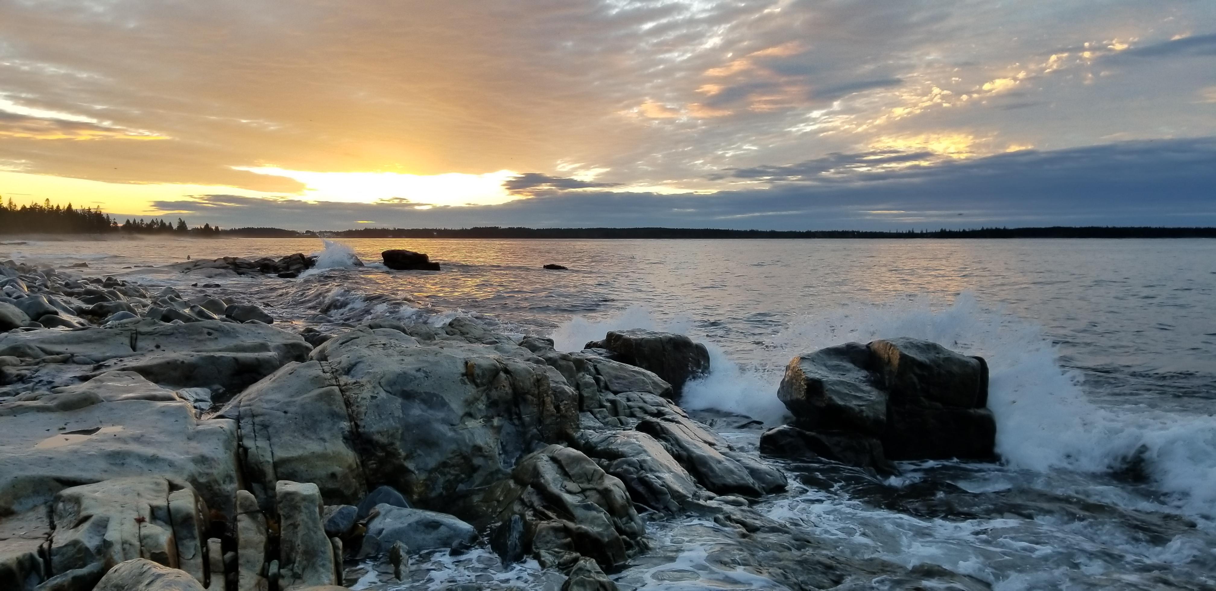 Sunrise at Acadia. Seawall, Southwest Harbor, Maine. [4032x1960] [OC